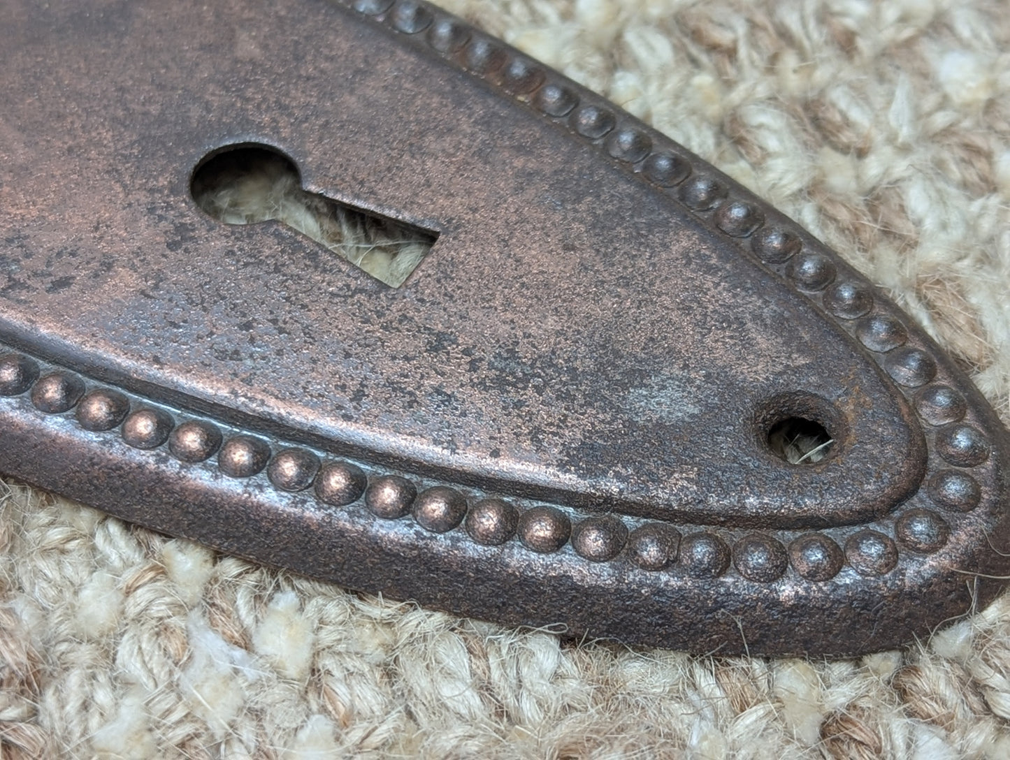 Pair Of 2 1/4" x 6 3/4" Antique Stamped Steel Door Knob Plates