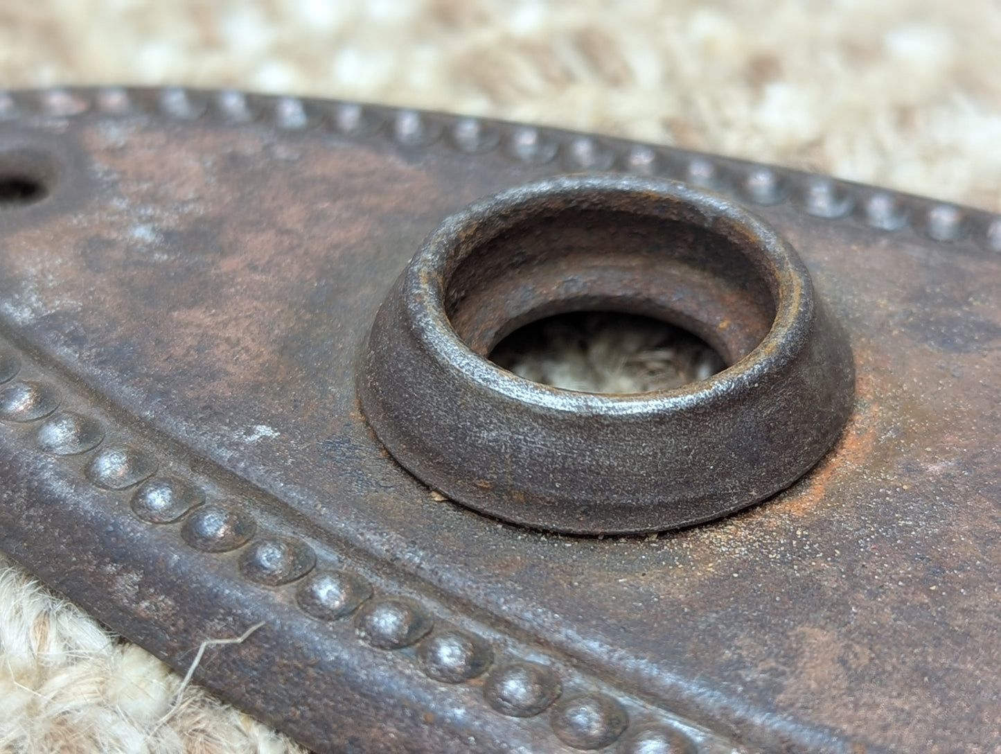 Pair Of 2 1/4" x 6 3/4" Antique Stamped Steel Door Knob Plates