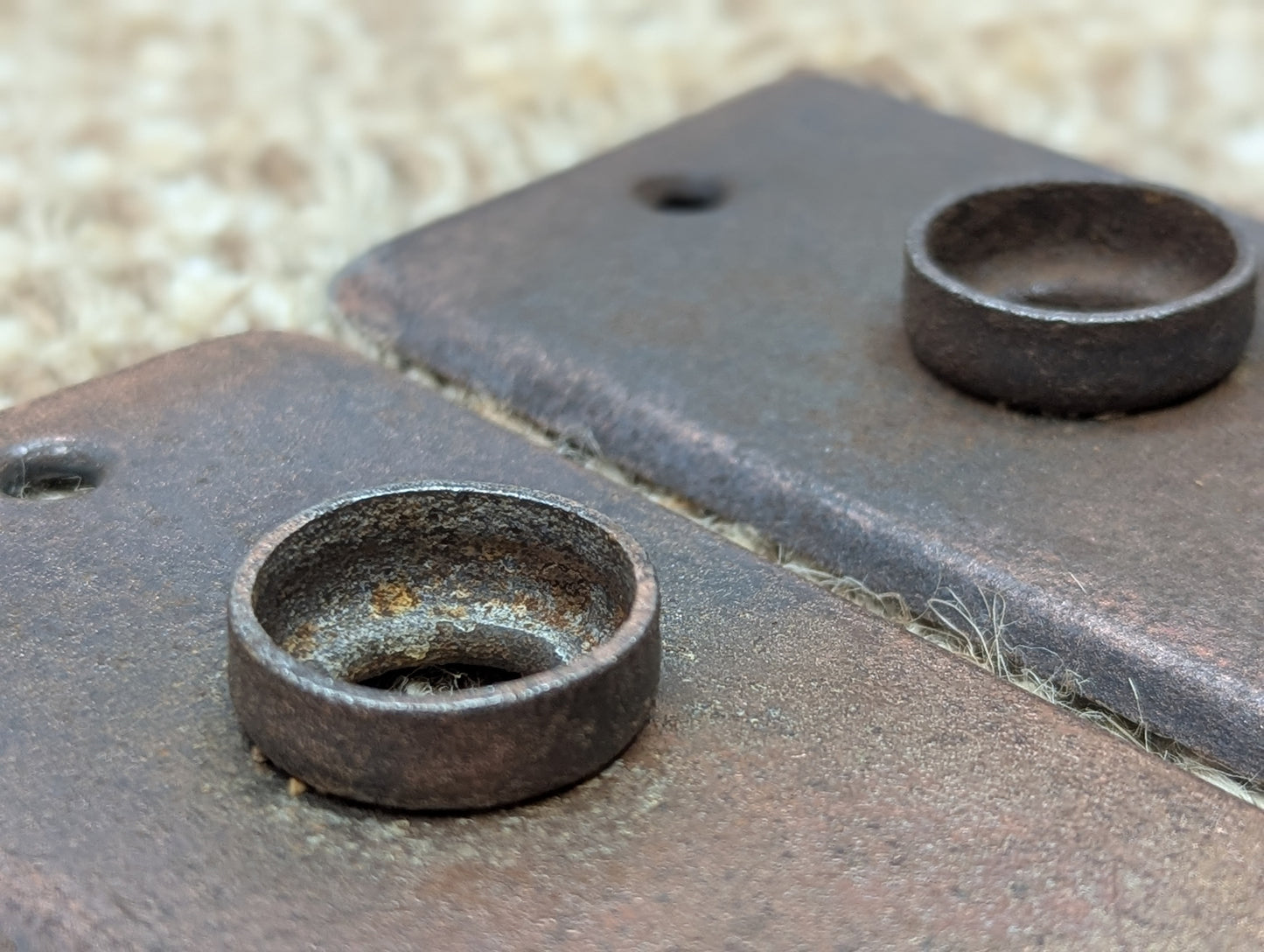 1 15/16" x 5 13/16" Pair Of Antique Stamped Steel Door Knob Plates