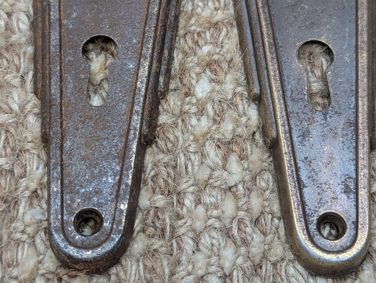 1 3/4" x 6 1/2" Pair Of Antique Stamped Steel Door Knob Plates