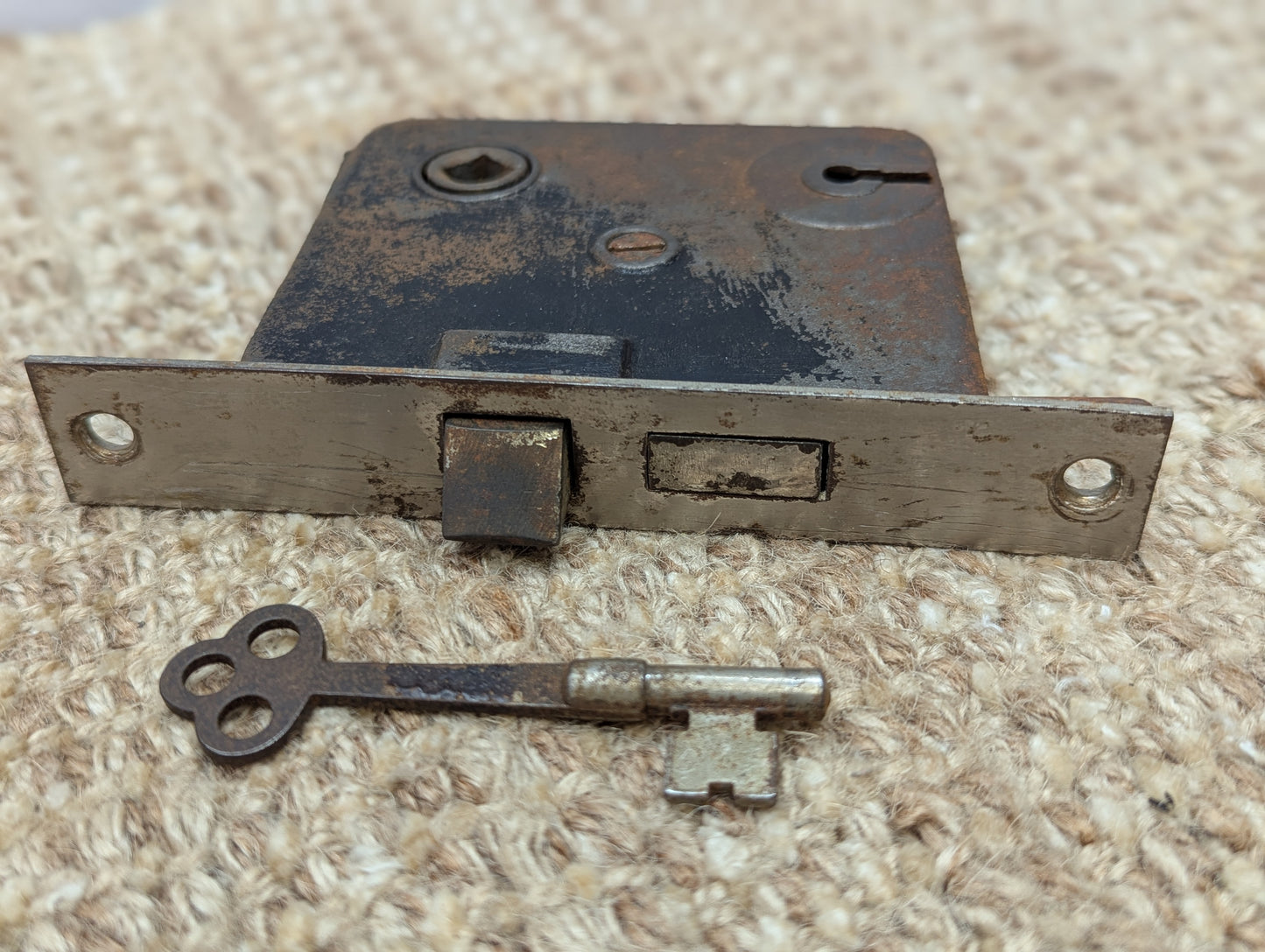 Antique Interior Mortise Lock Door Hardware #14 C With Key