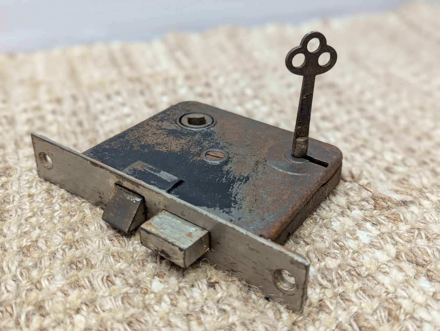 Antique Interior Mortise Lock Door Hardware #14 C With Key