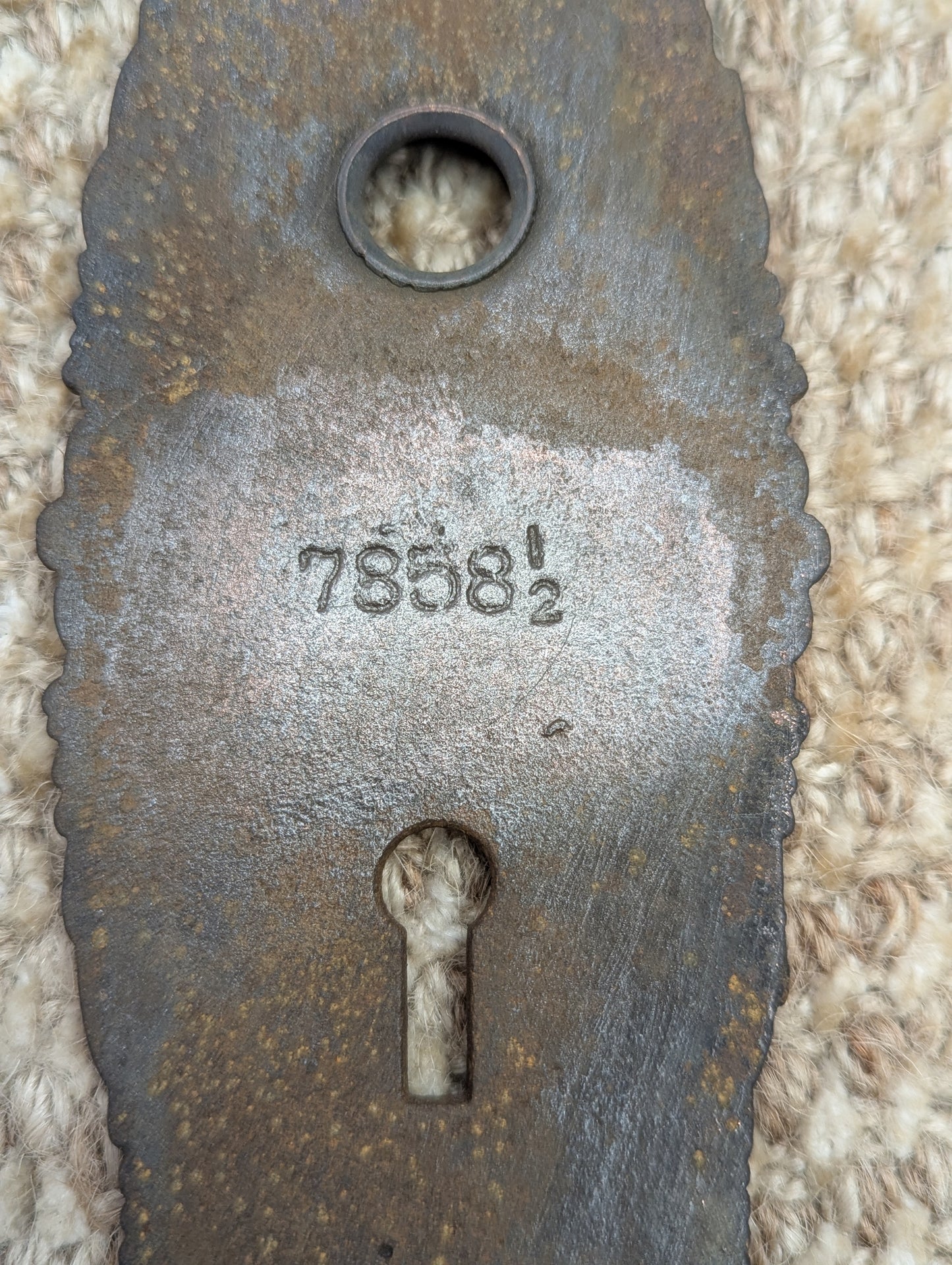 2 3/8" x 8 3/4" Antique Cast Iron Door Knob Plate Hardware #7858 1/2