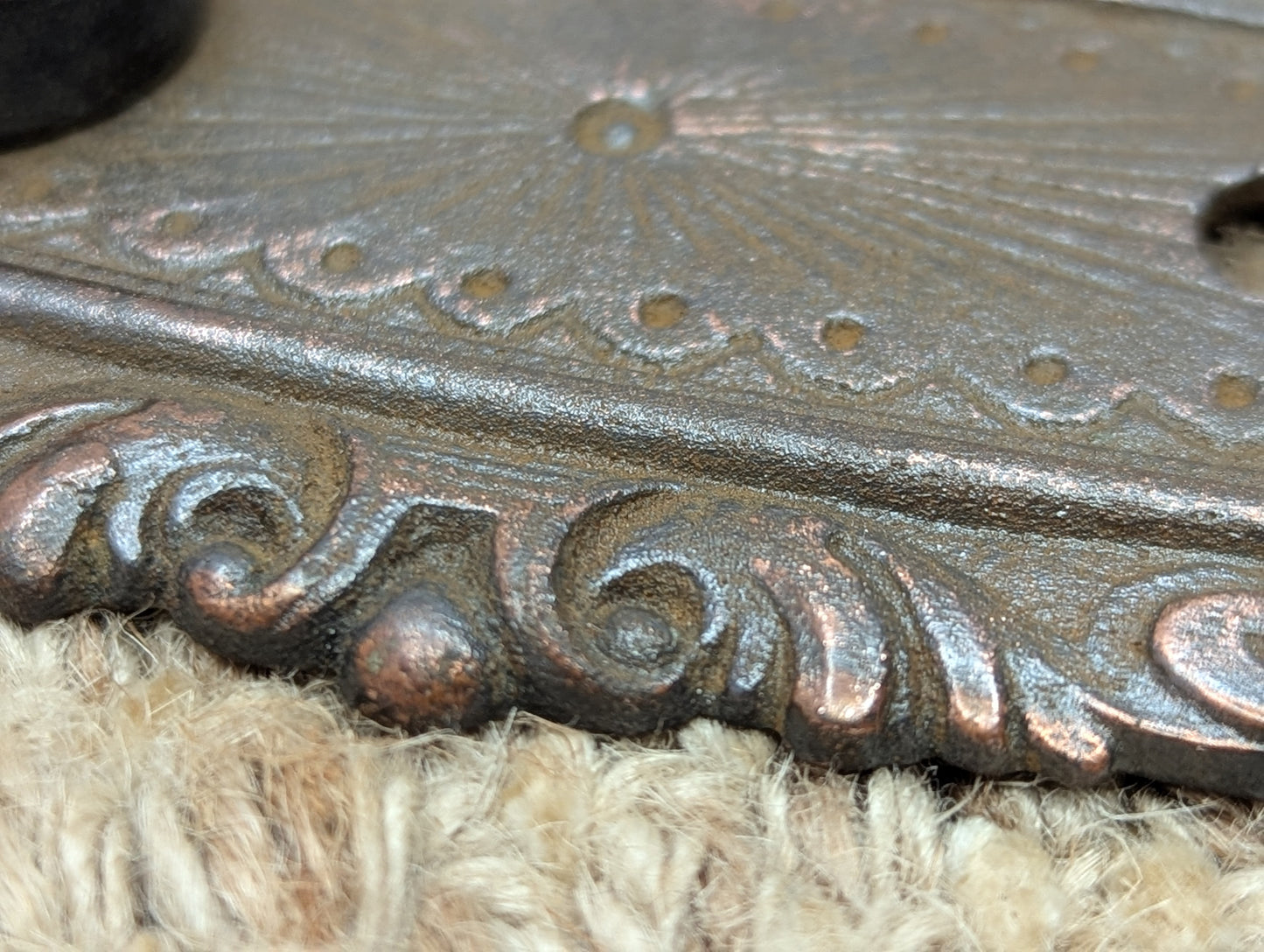 2 3/8" x 8 3/4" Antique Cast Iron Door Knob Plate Hardware #7858 1/2