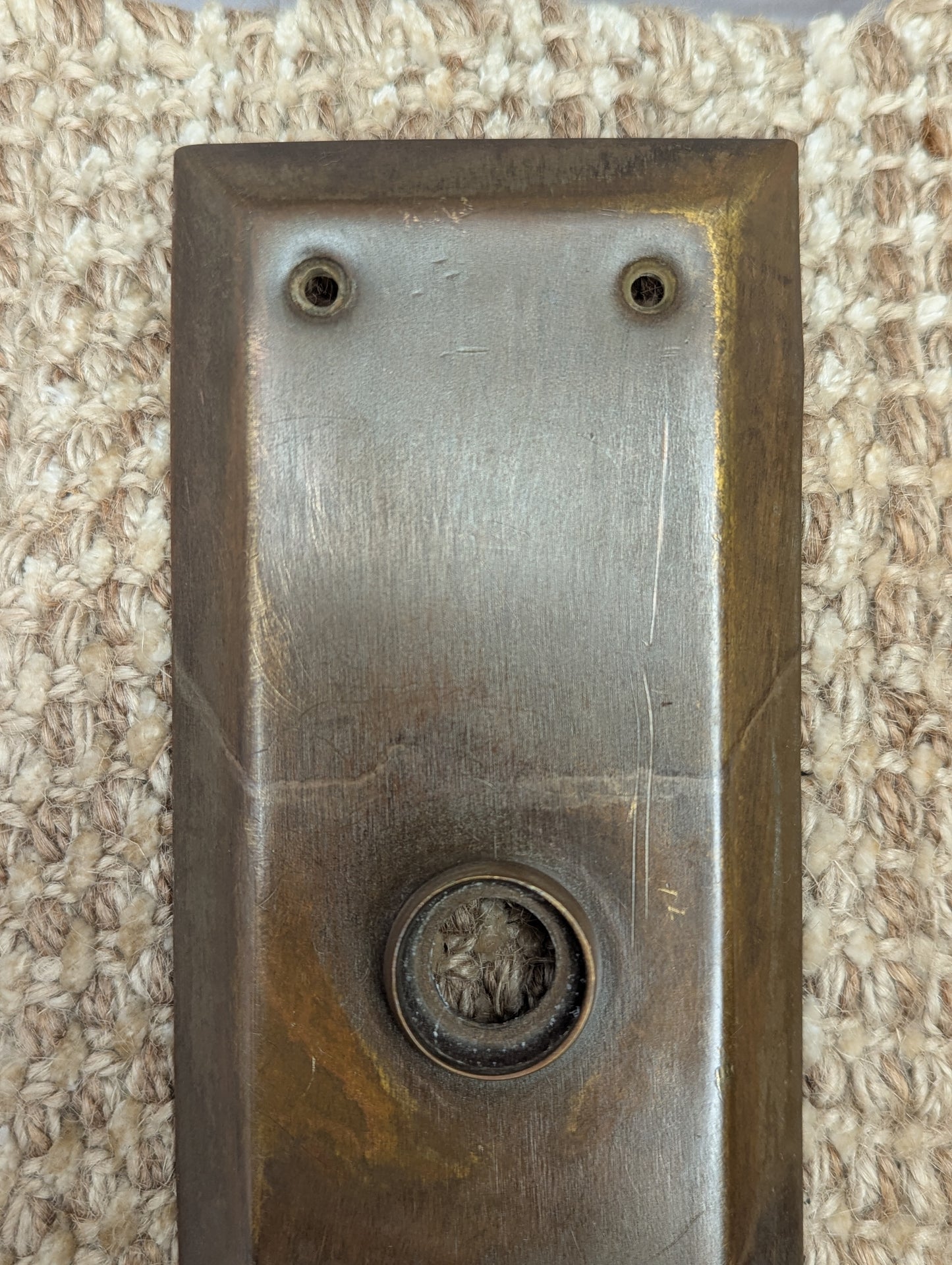 2 3/4" x 10 7/16" Antique Stamped Brass Door Knob Plate