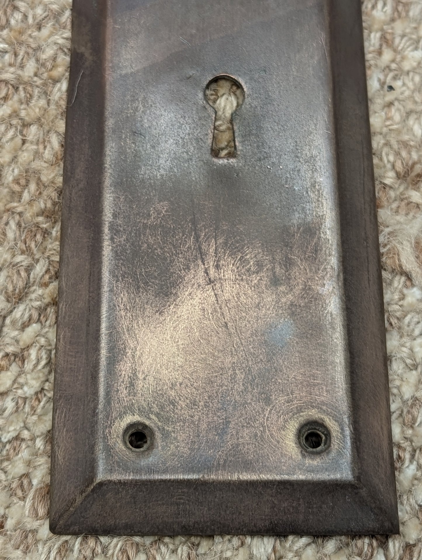 2 3/4" x 10 7/16" Antique Stamped Brass Door Knob Plate
