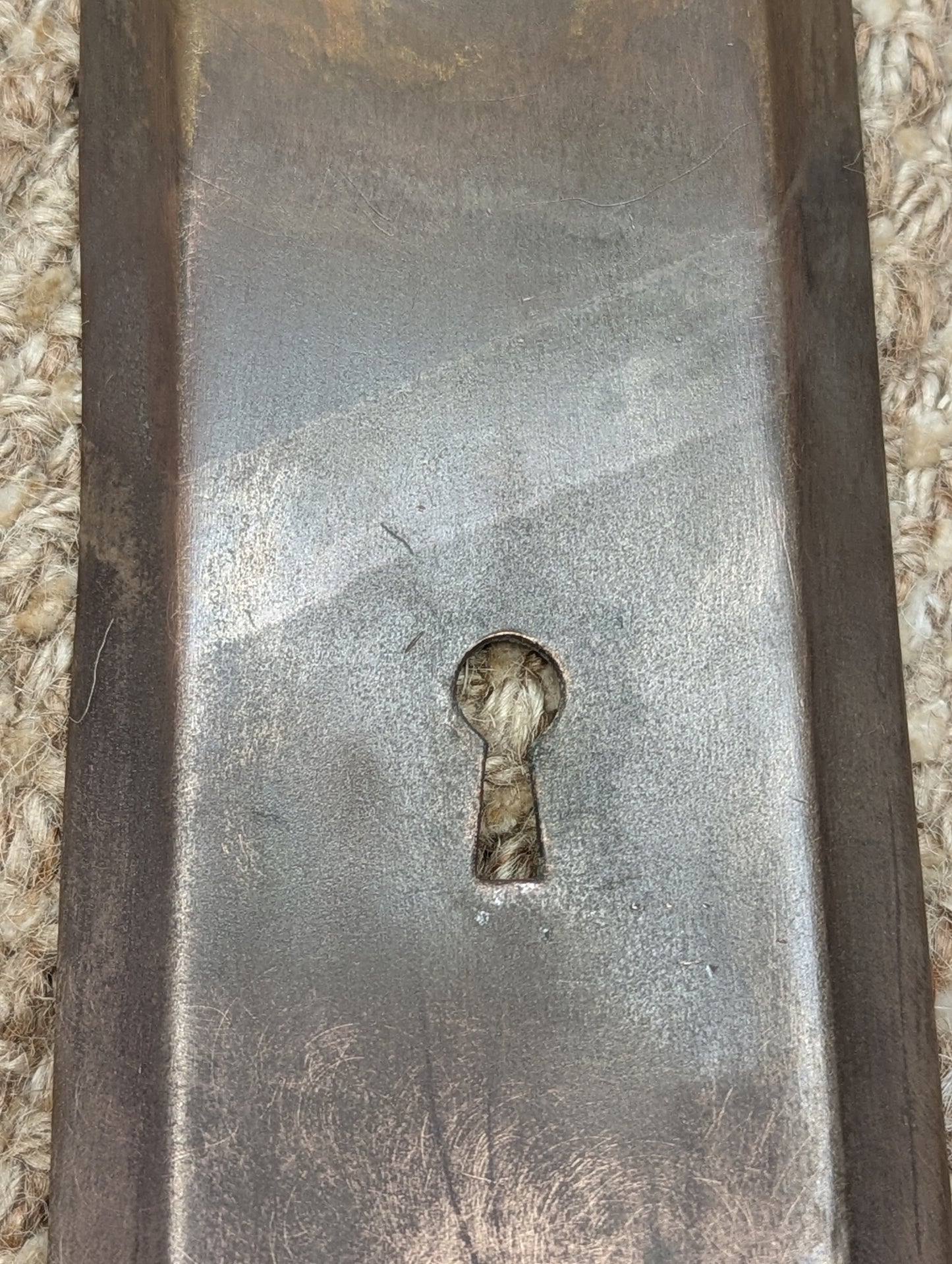 2 3/4" x 10 7/16" Antique Stamped Brass Door Knob Plate