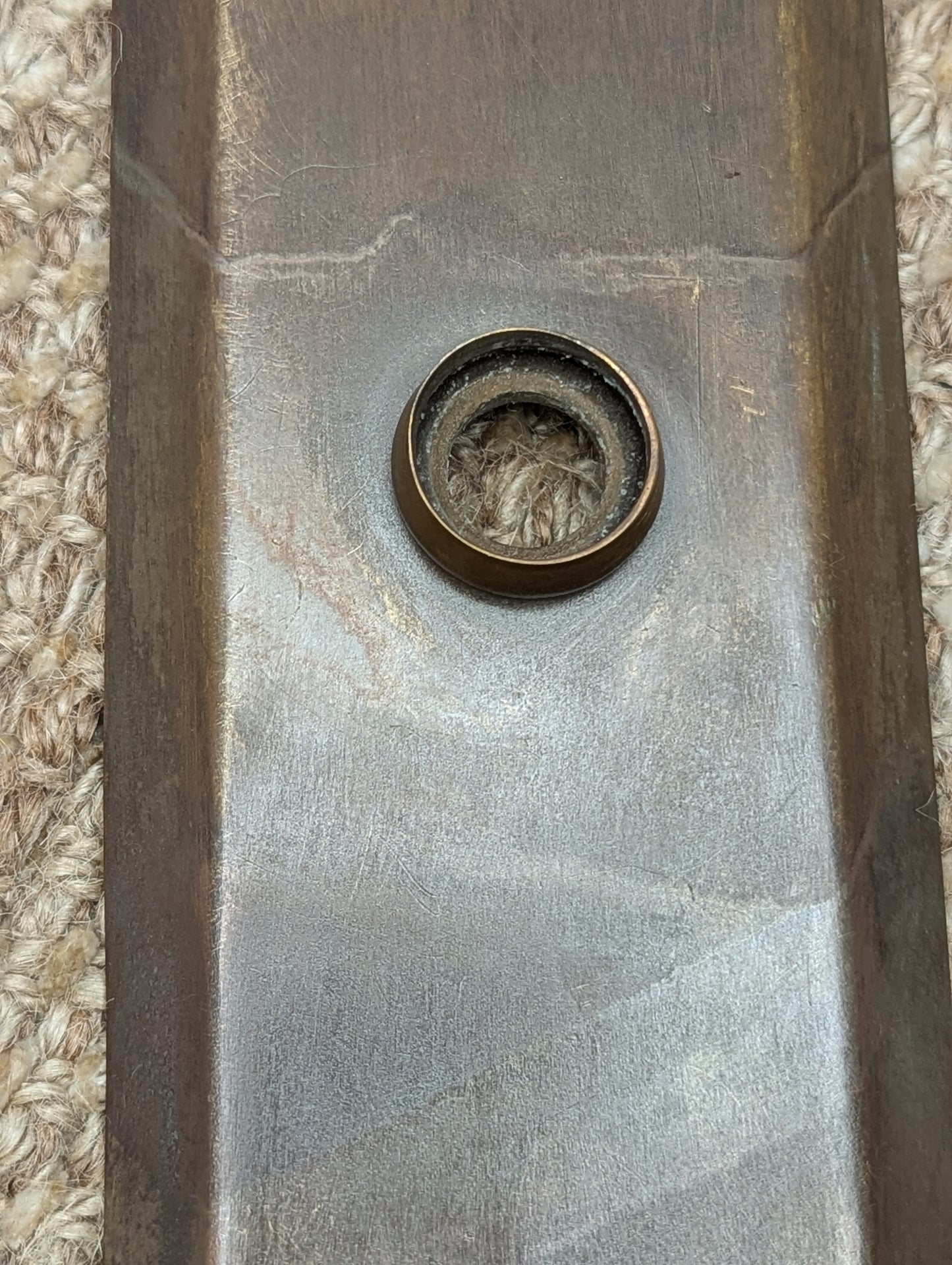 2 3/4" x 10 7/16" Antique Stamped Brass Door Knob Plate
