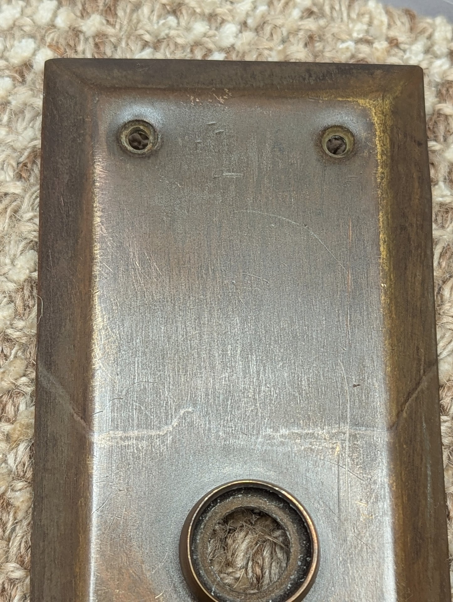 2 3/4" x 10 7/16" Antique Stamped Brass Door Knob Plate