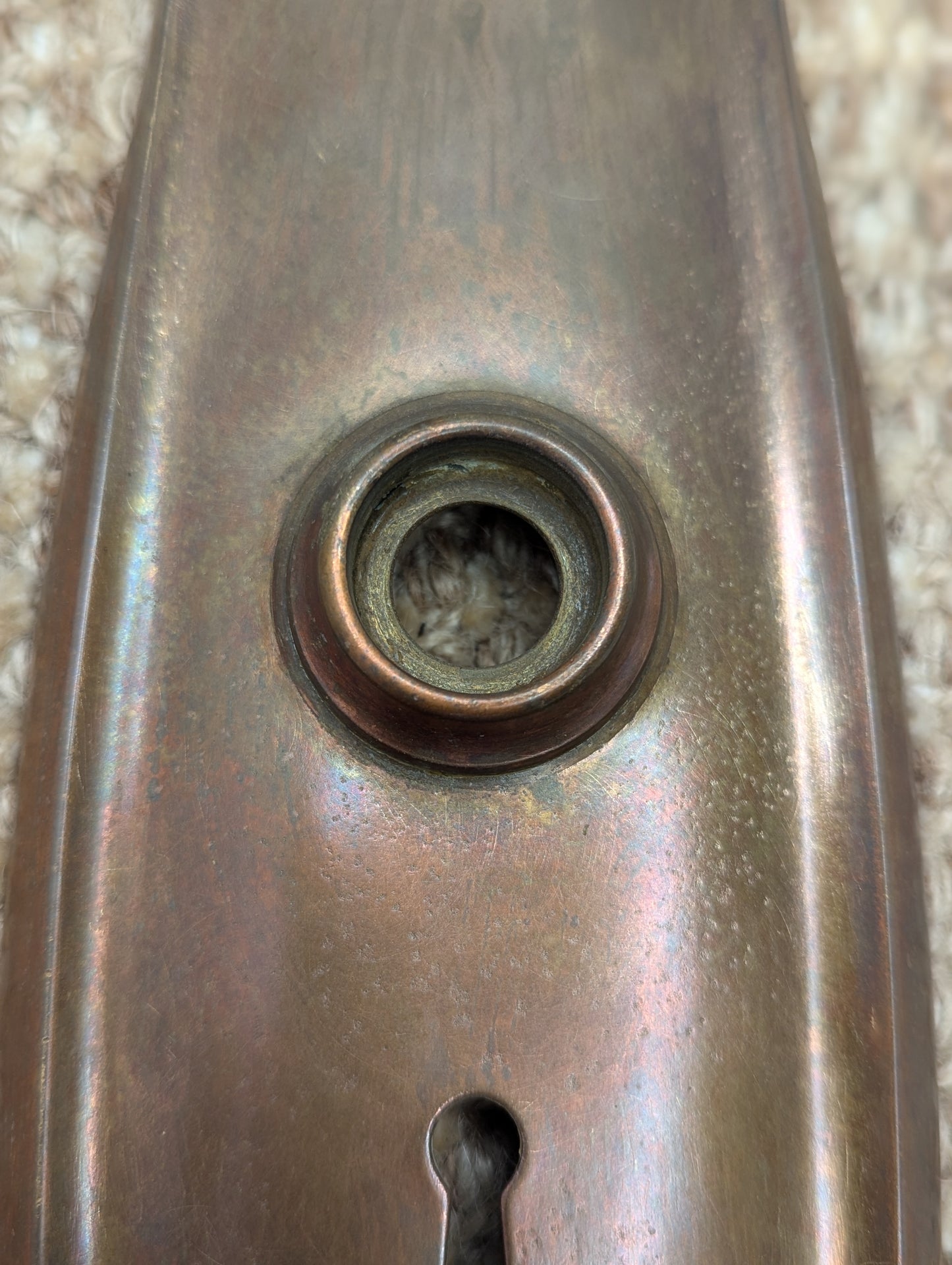 3" x 11" Antique Stamped Brass Door Knob Plate