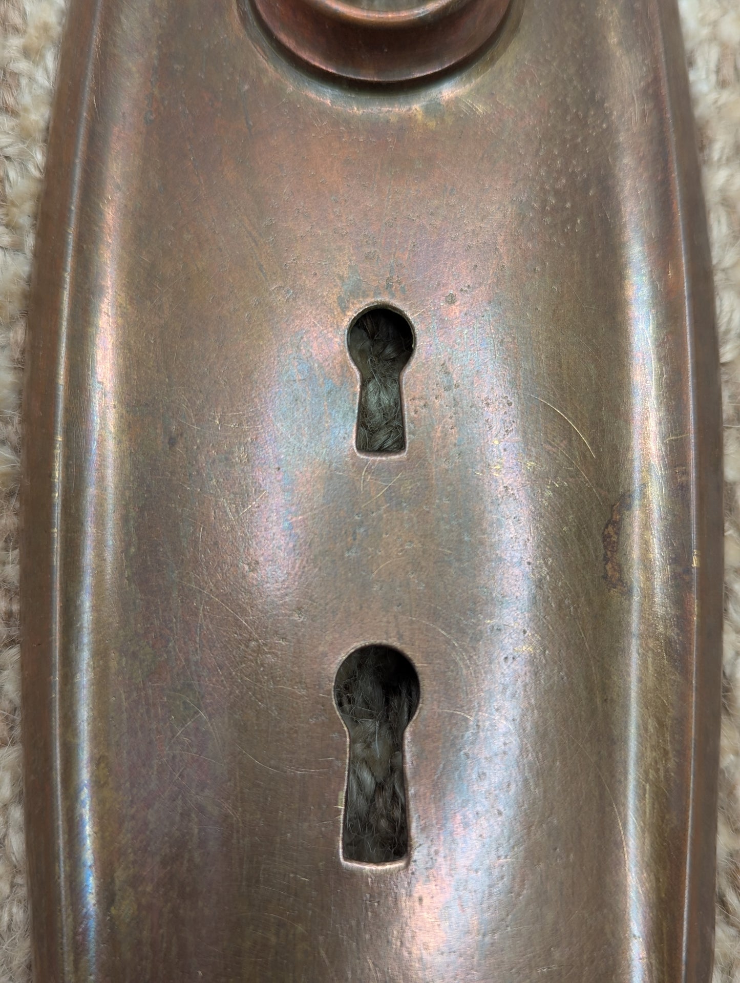 3" x 11" Antique Stamped Brass Door Knob Plate