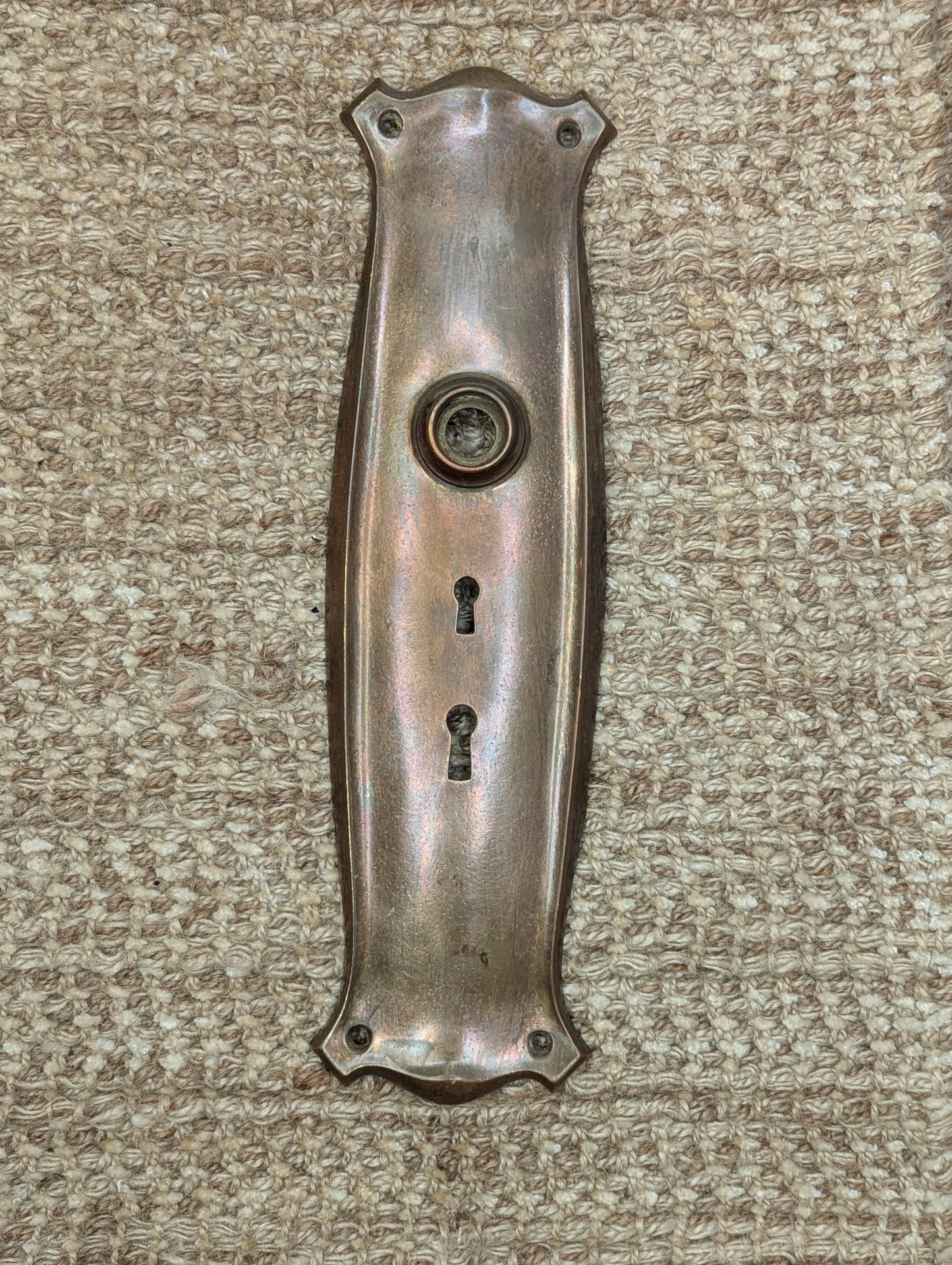 3" x 11" Antique Stamped Brass Door Knob Plate
