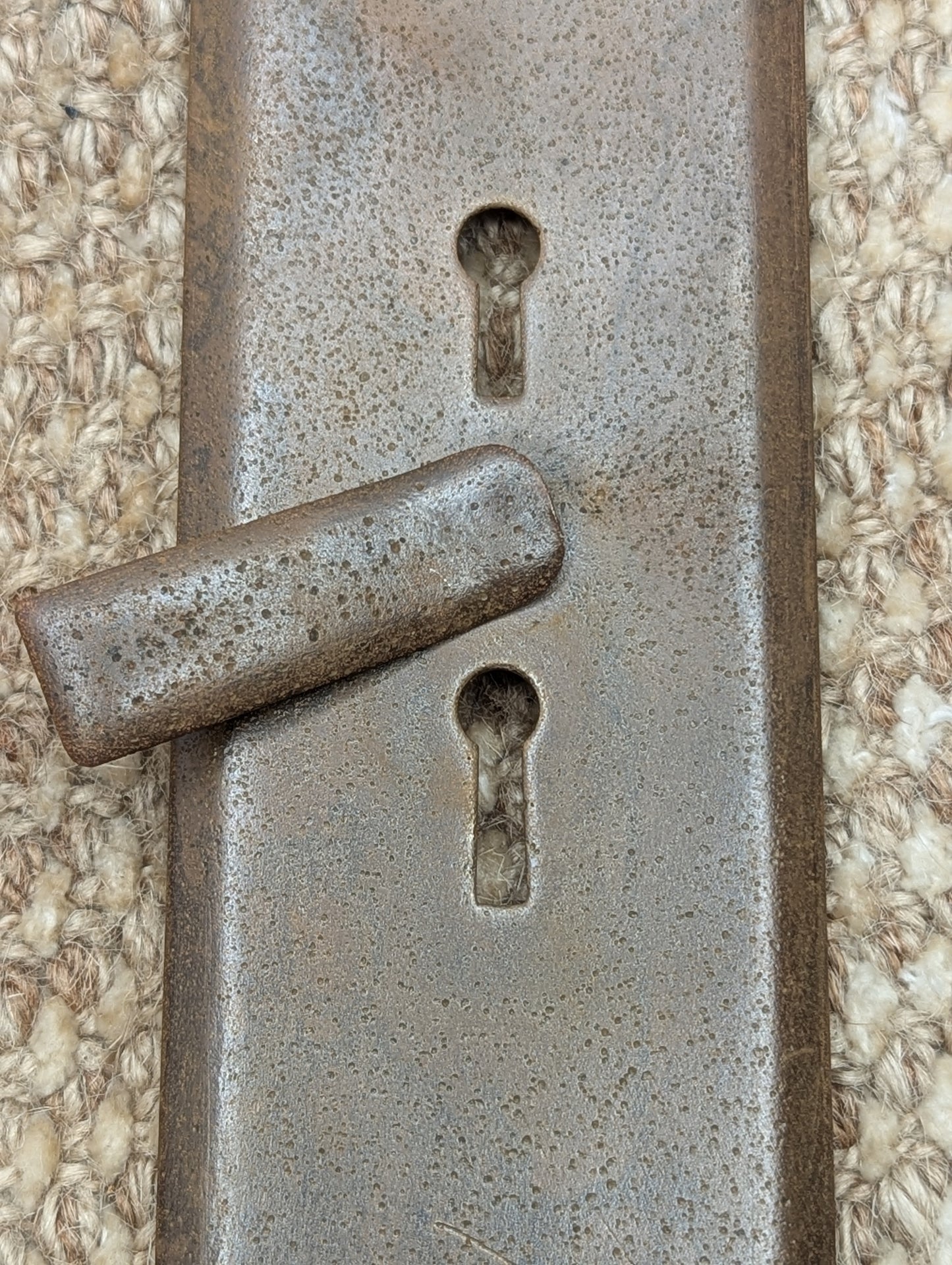 2 1/8" x 8 3/8" Antique Exterior Cast Brass Door Knob Plate