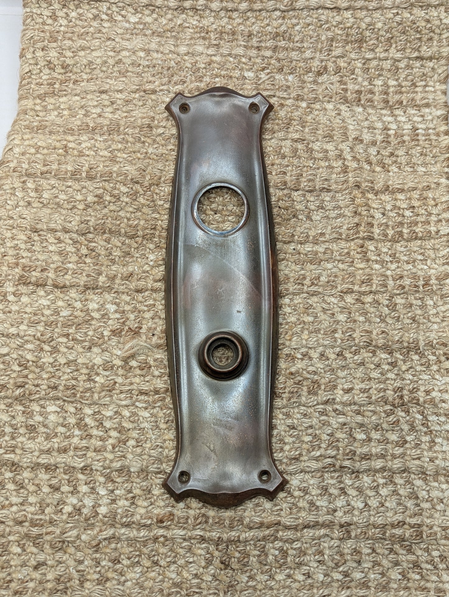 3" x 11" Antique Stamped Brass Door Knob Plate