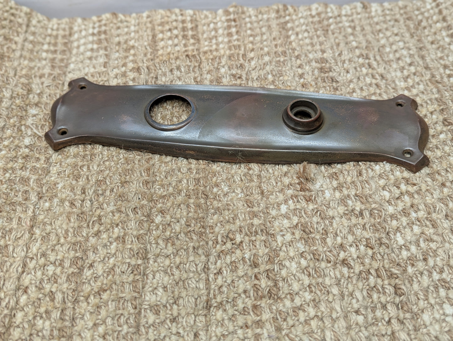 3" x 11" Antique Stamped Brass Door Knob Plate