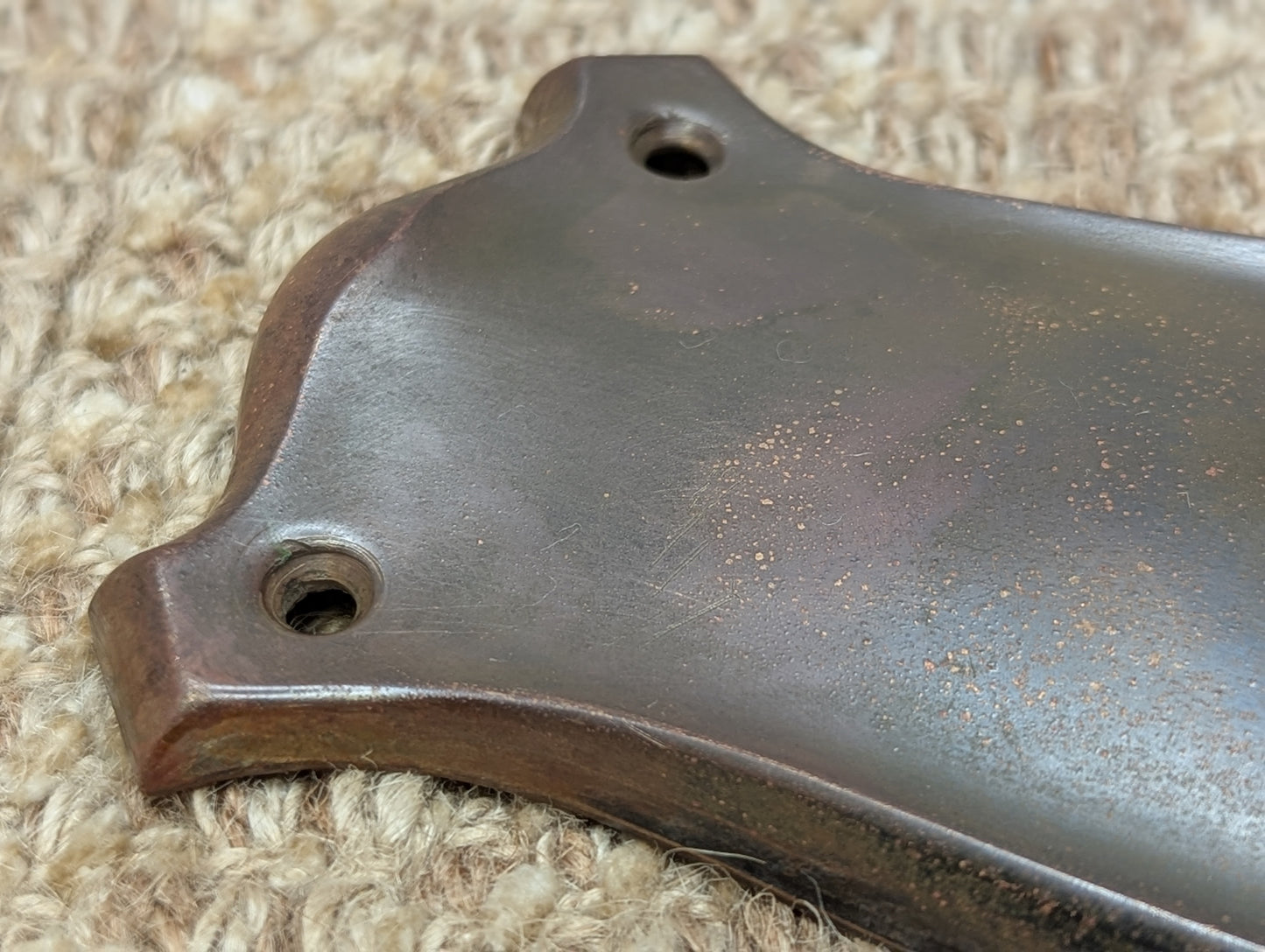 3" x 11" Antique Stamped Brass Door Knob Plate