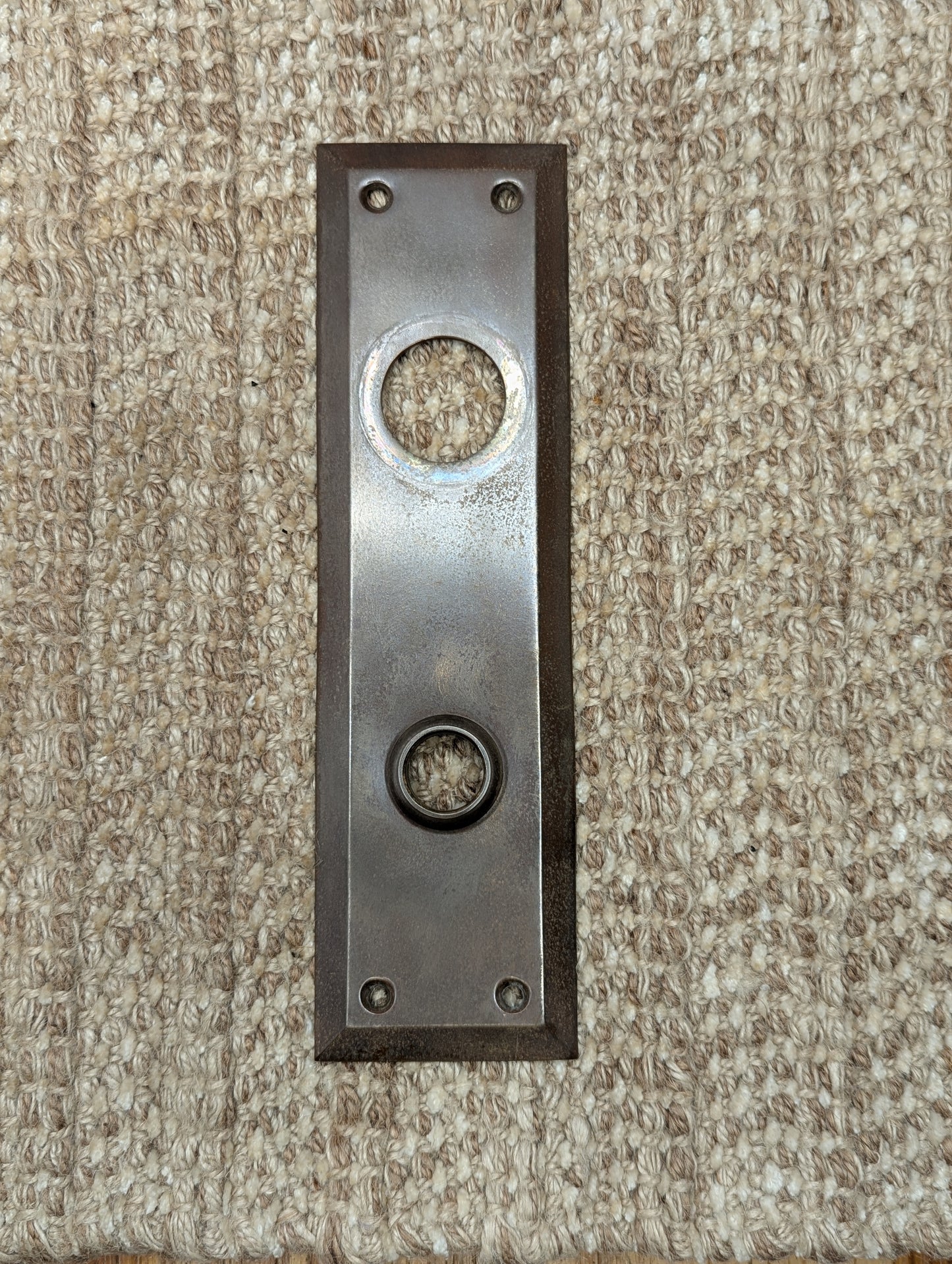 2 7/8" x 10" Antique Stamped Brass Door Knob Plate