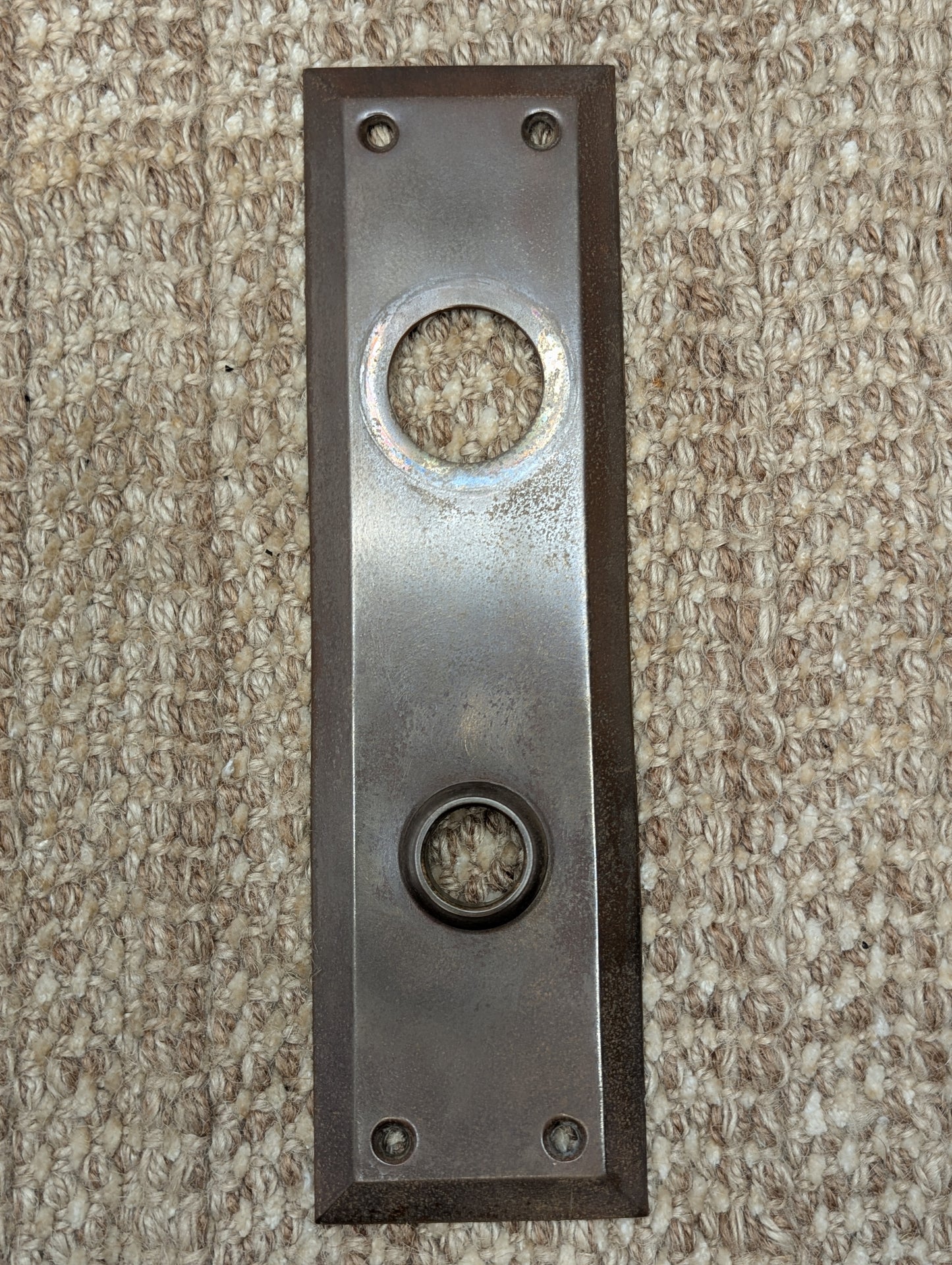 2 7/8" x 10" Antique Stamped Brass Door Knob Plate