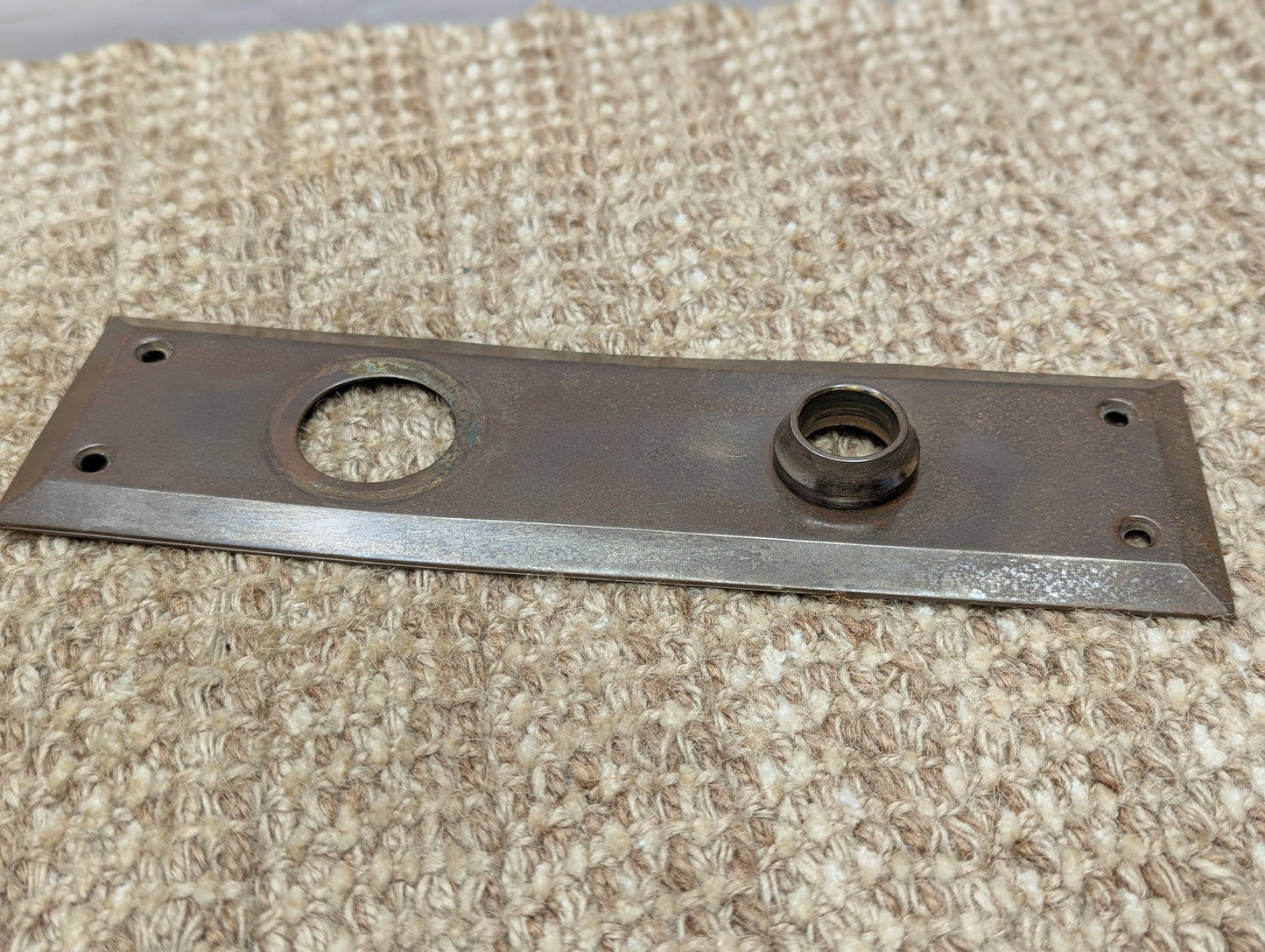 2 7/8" x 10" Antique Stamped Brass Door Knob Plate