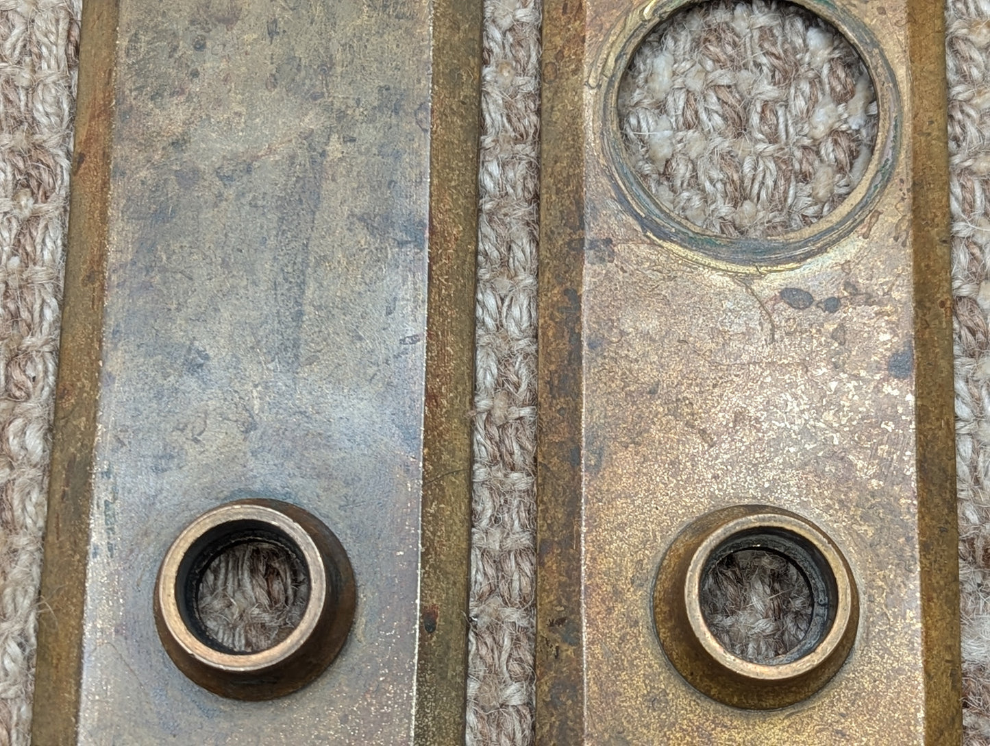 2 1/2" x 8" Pair Of Antique Corbin Cast Brass Door Knob Plates #74030