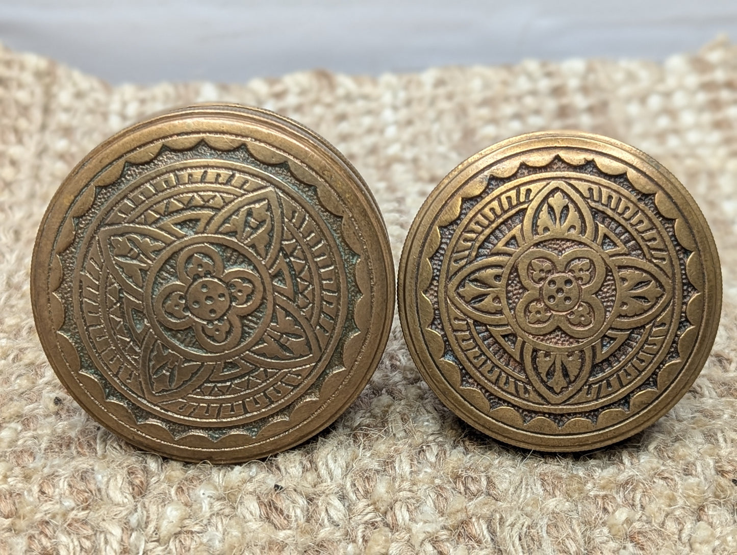 2 7/16" & 2 1/8" Antique Corbin Decorative Brass Door Knob Circa 1881