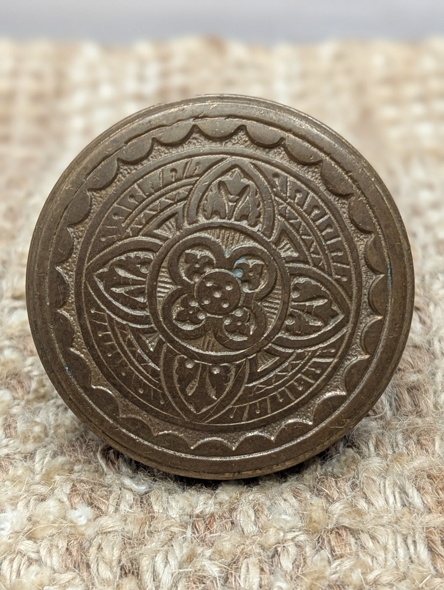 2 1/4" Antique Corbin Decorative Cast Brass Drum Door Knob Circa 1894