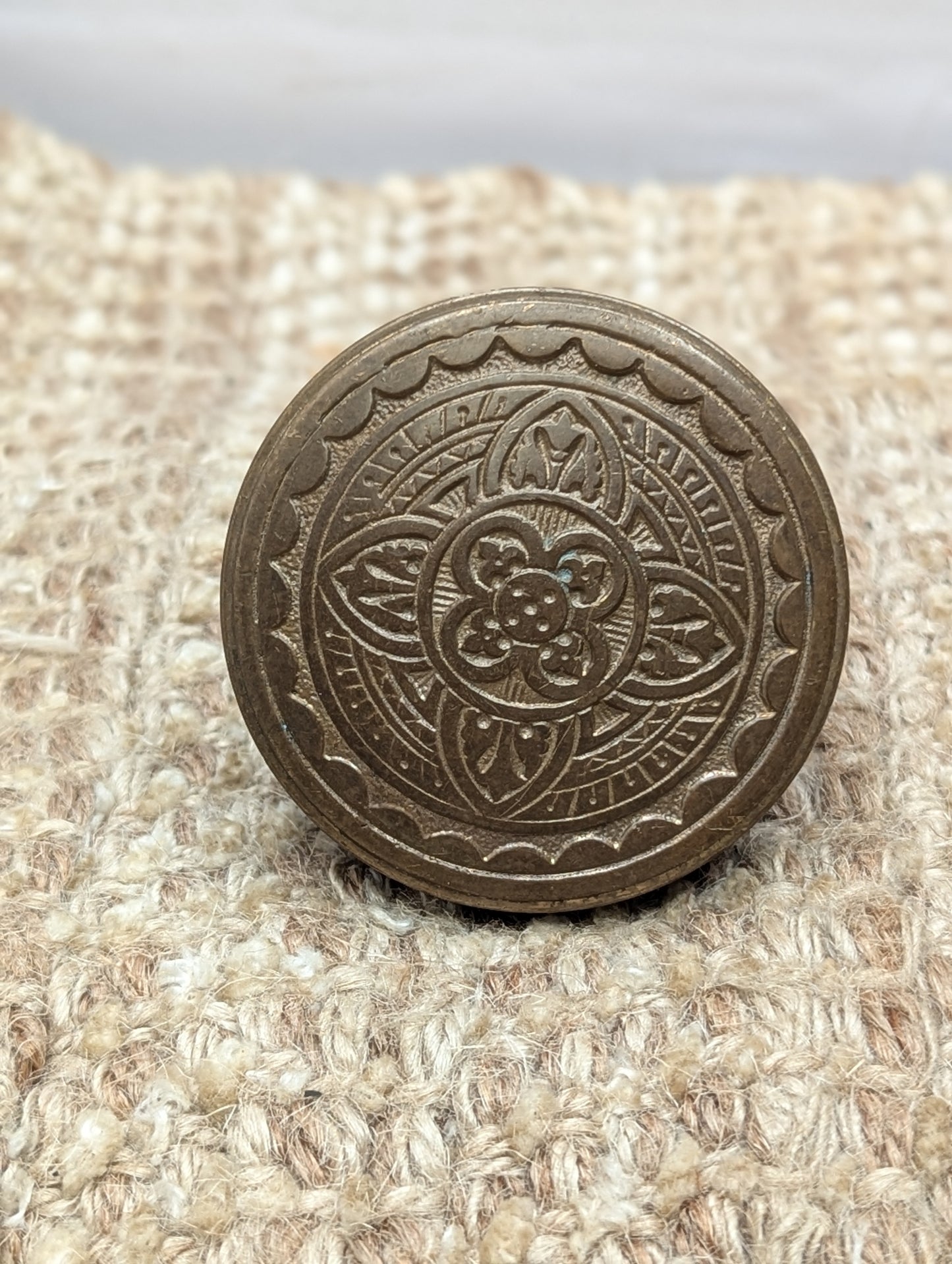 2 1/4" Antique Corbin Decorative Cast Brass Drum Door Knob Circa 1894
