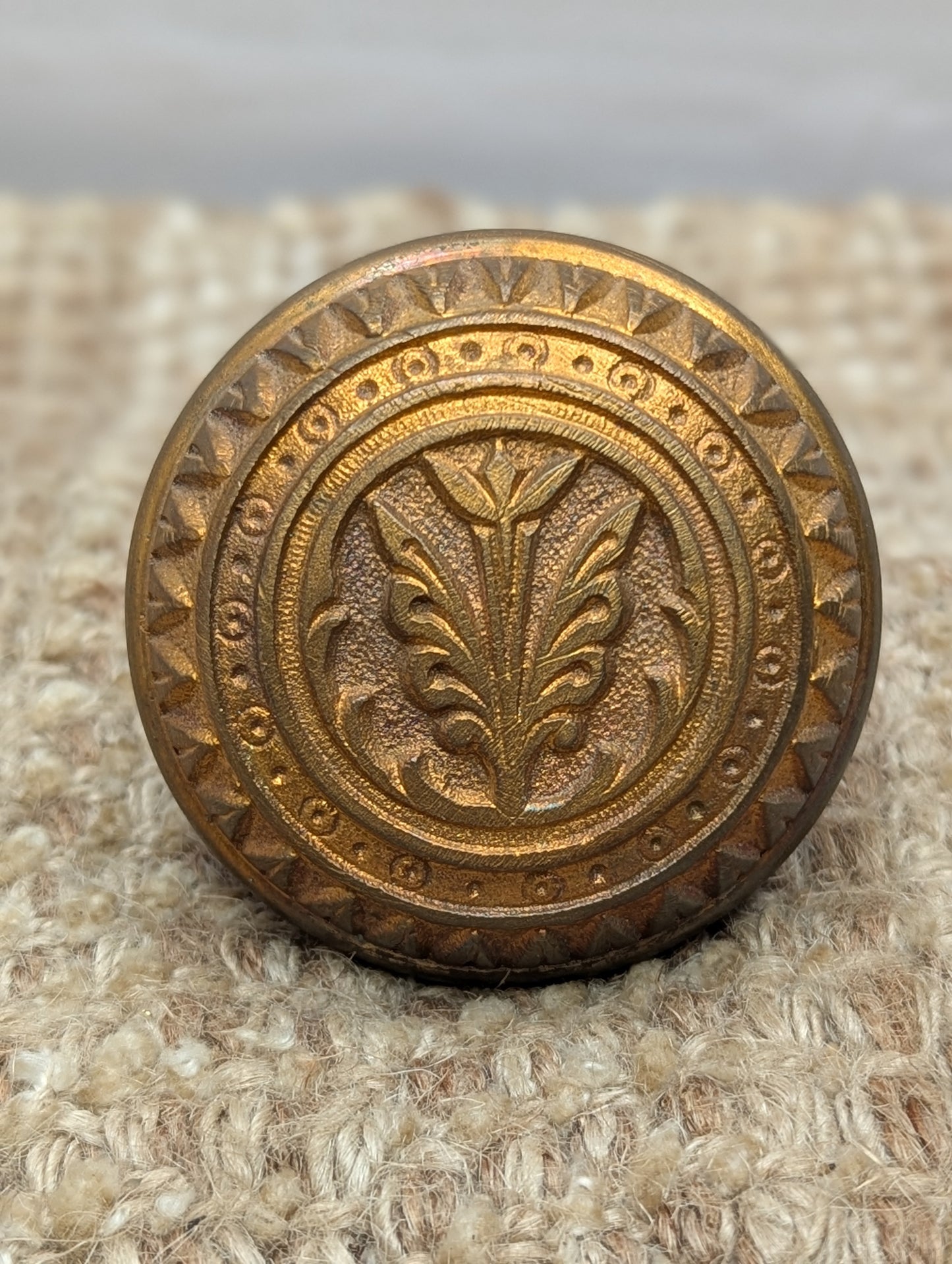 2 1/4" Antique Brittan, Graham & Mathes "Lotus" Decorative Cast Brass or Bronze Door Knob Circa 1890
