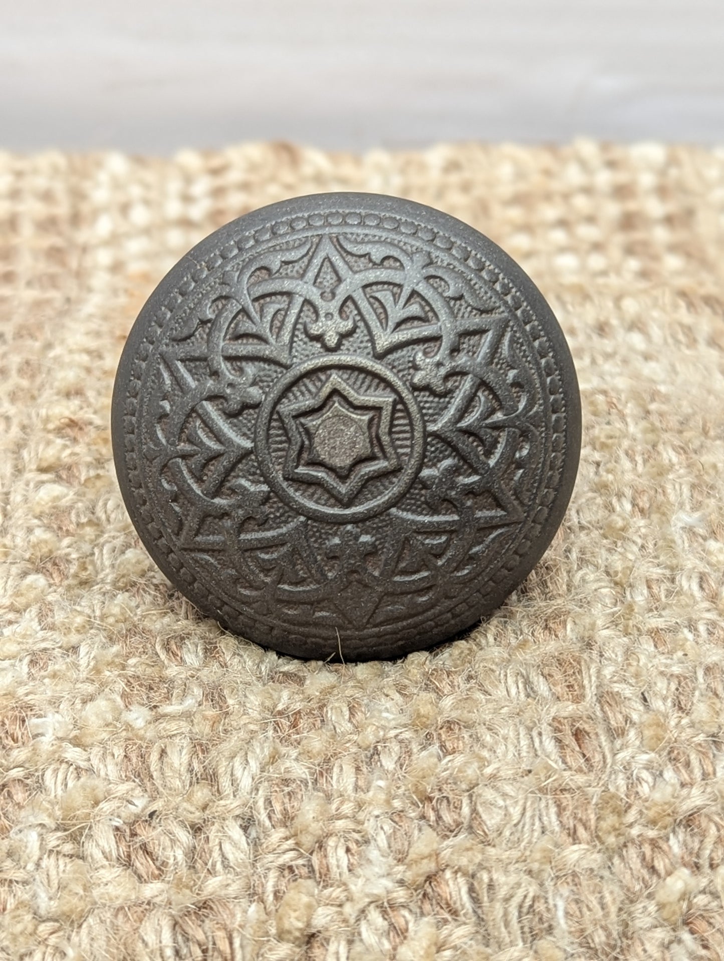 2 1/4" Antique Trenton Decorative Cast Iron Door Knob Circa 1887