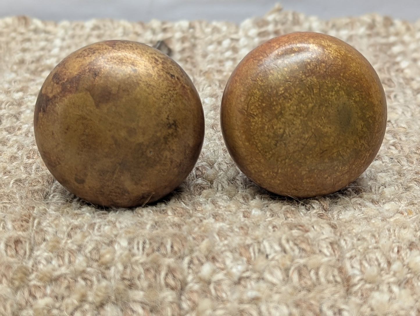 1 3/4" Antique Cast Brass Door Knobs & Rosettes #F371