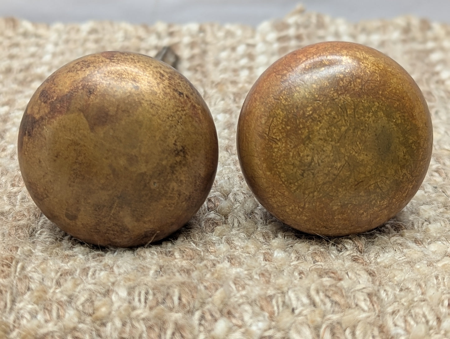 1 3/4" Antique Cast Brass Door Knobs & Rosettes #F371