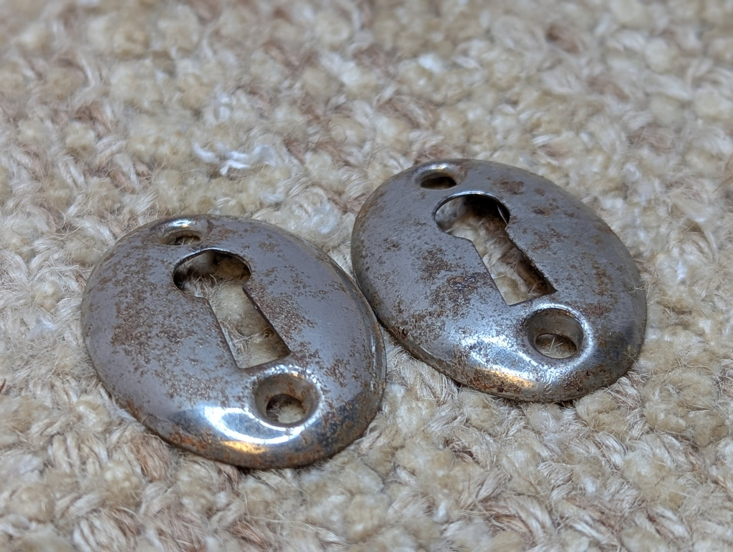 Pair Of Antique Steel Key Hole Cover Escutcheon