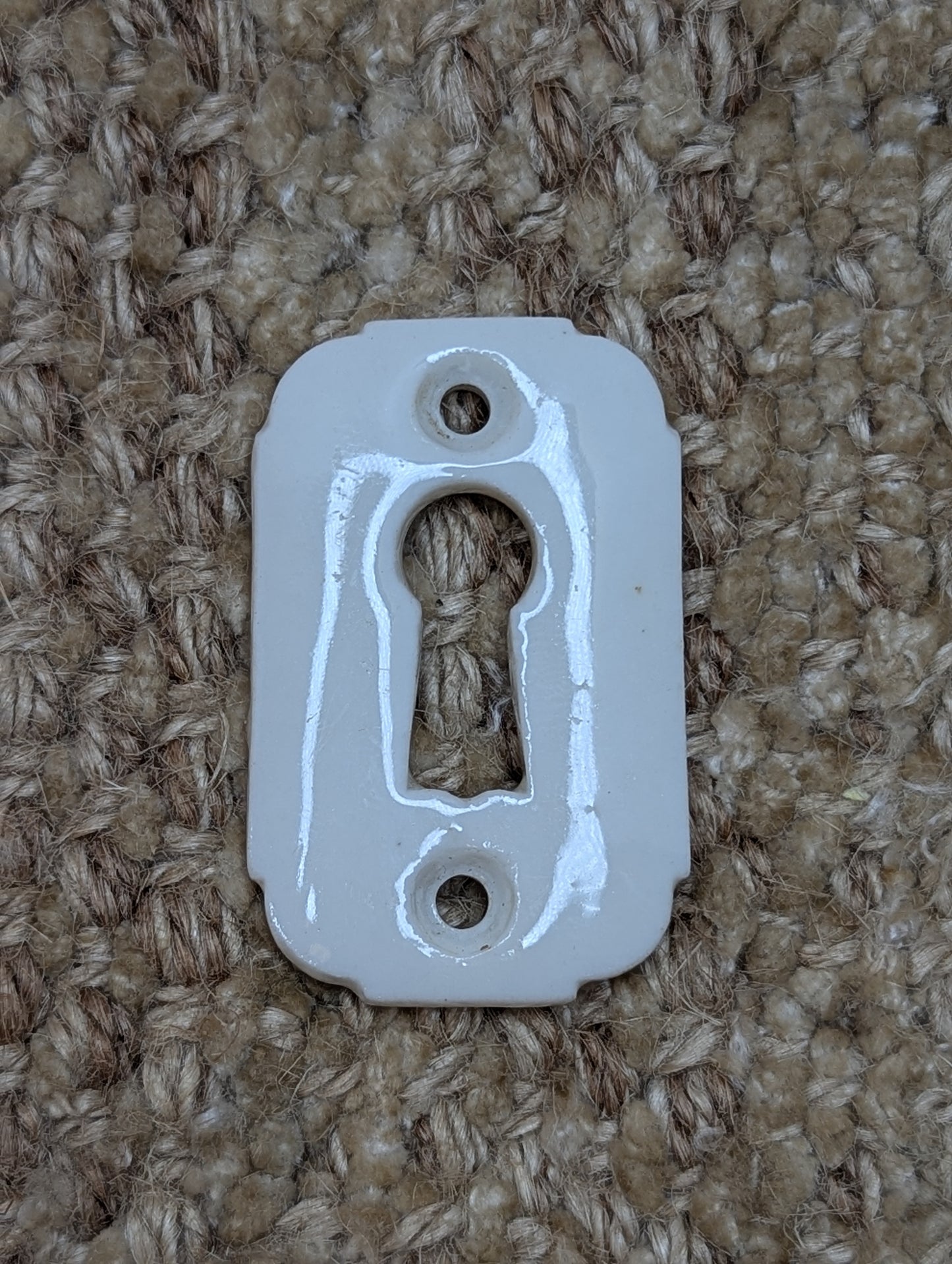 Antique White Porcelain Key Hole Cover Escutcheon