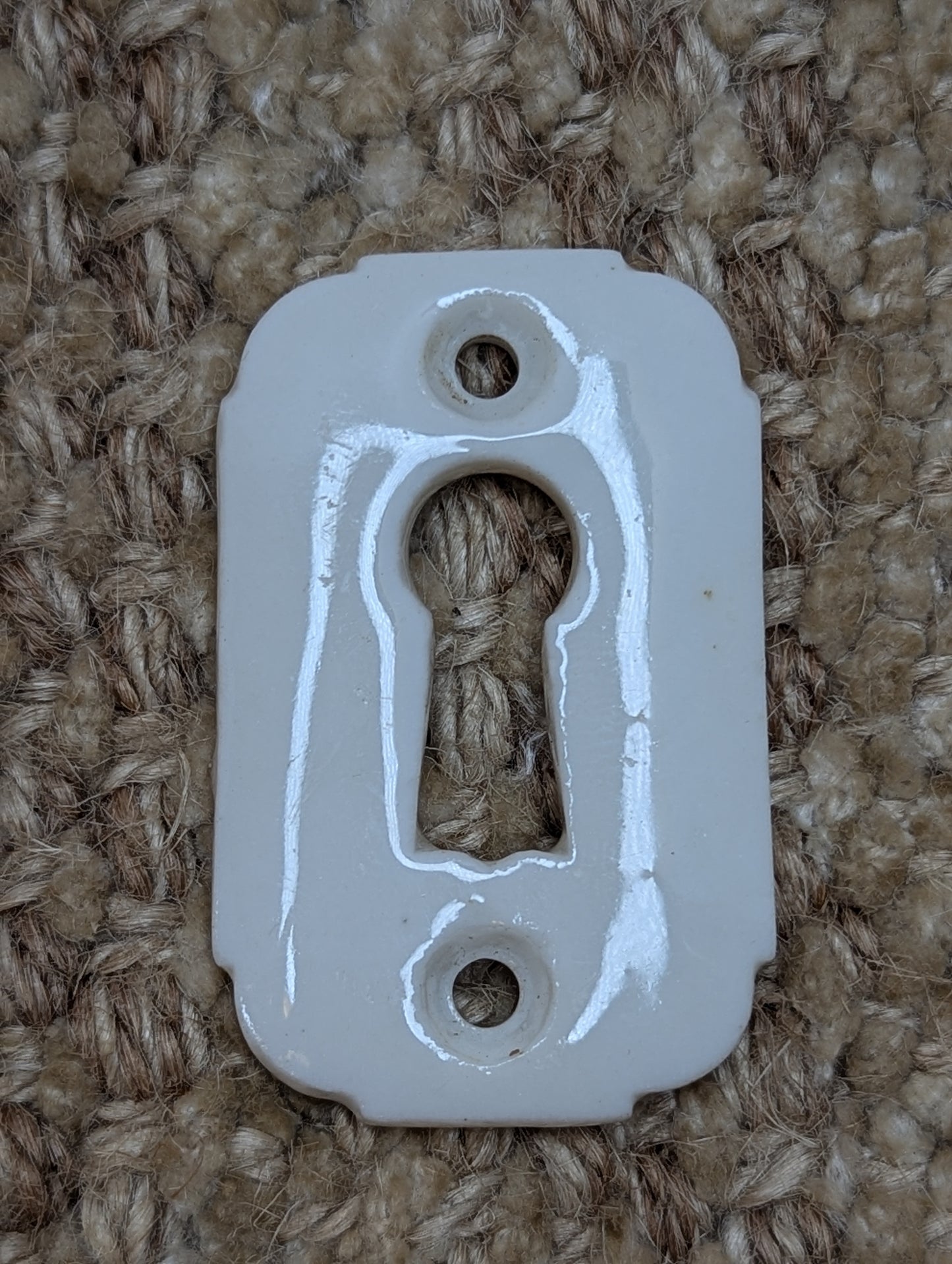 Antique White Porcelain Key Hole Cover Escutcheon