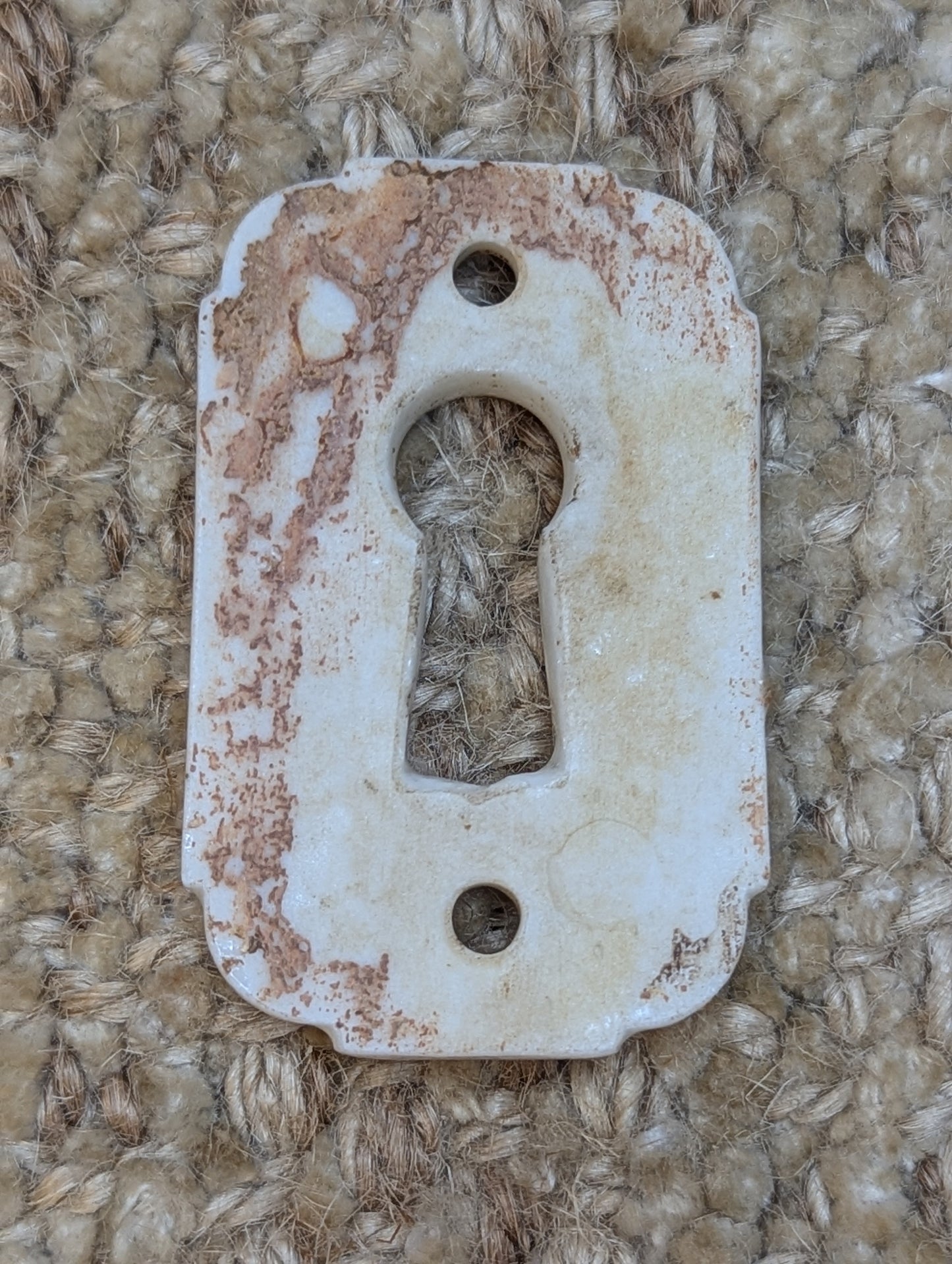 Antique White Porcelain Key Hole Cover Escutcheon