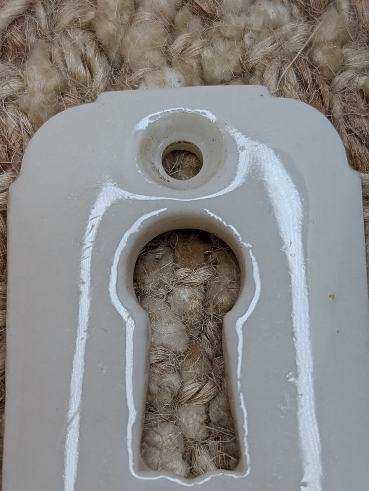 Antique White Porcelain Key Hole Cover Escutcheon