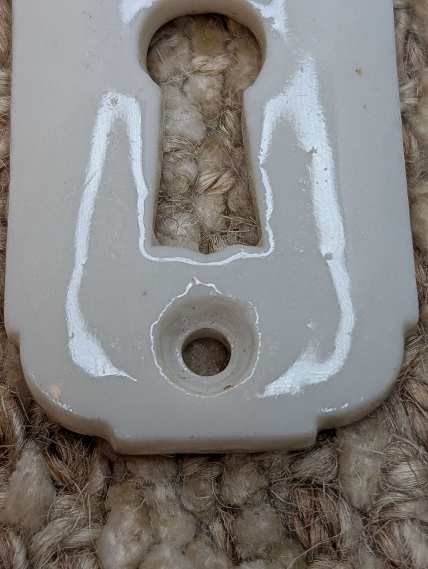 Antique White Porcelain Key Hole Cover Escutcheon