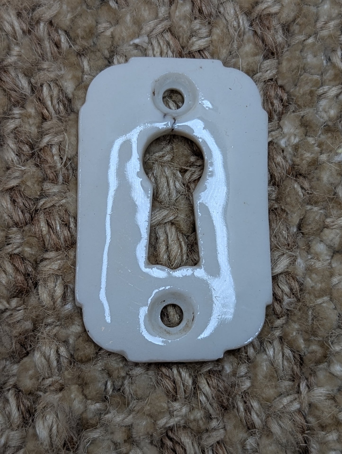 Antique White Porcelain Key Hole Cover Escutcheon