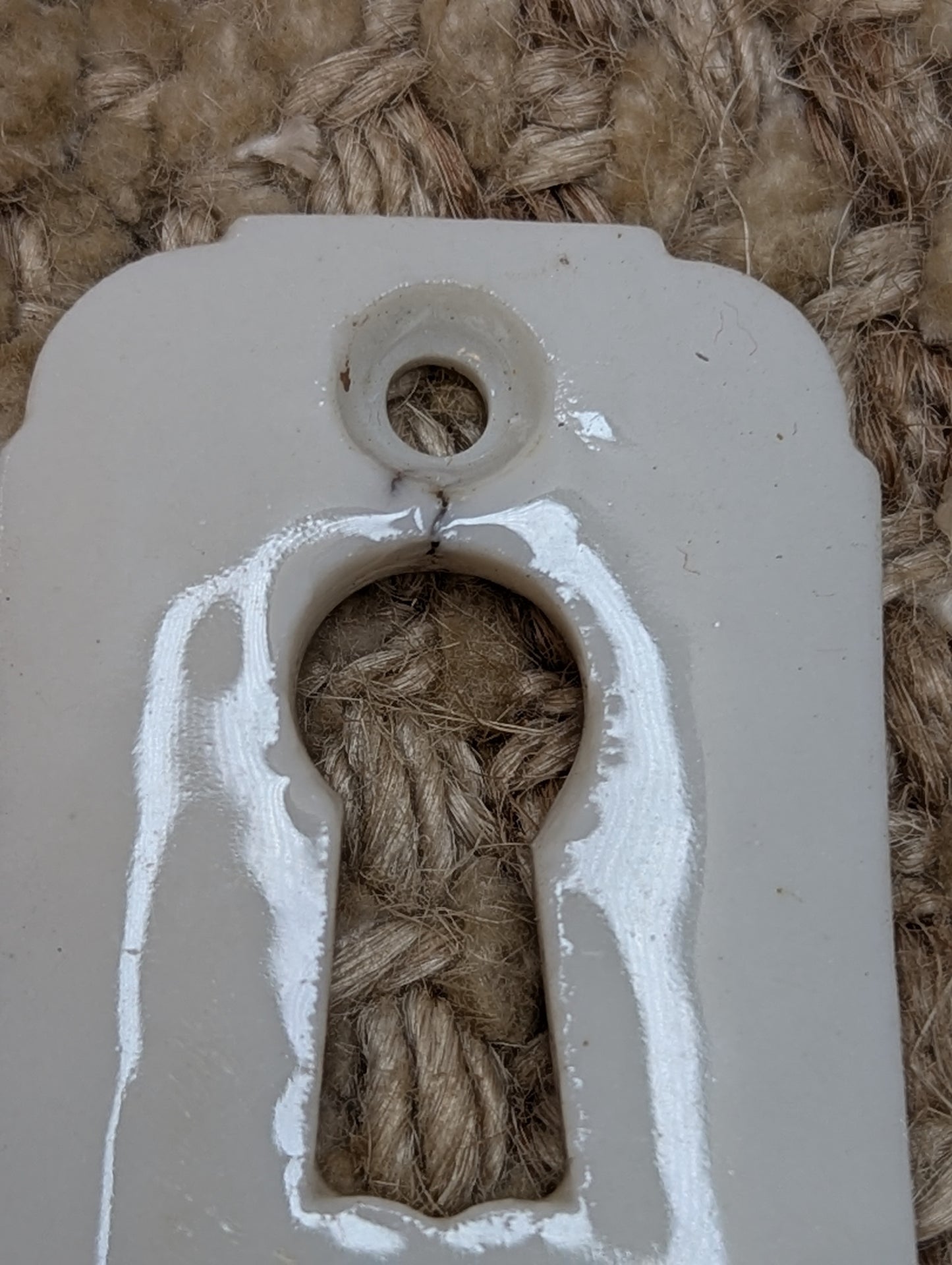 Antique White Porcelain Key Hole Cover Escutcheon