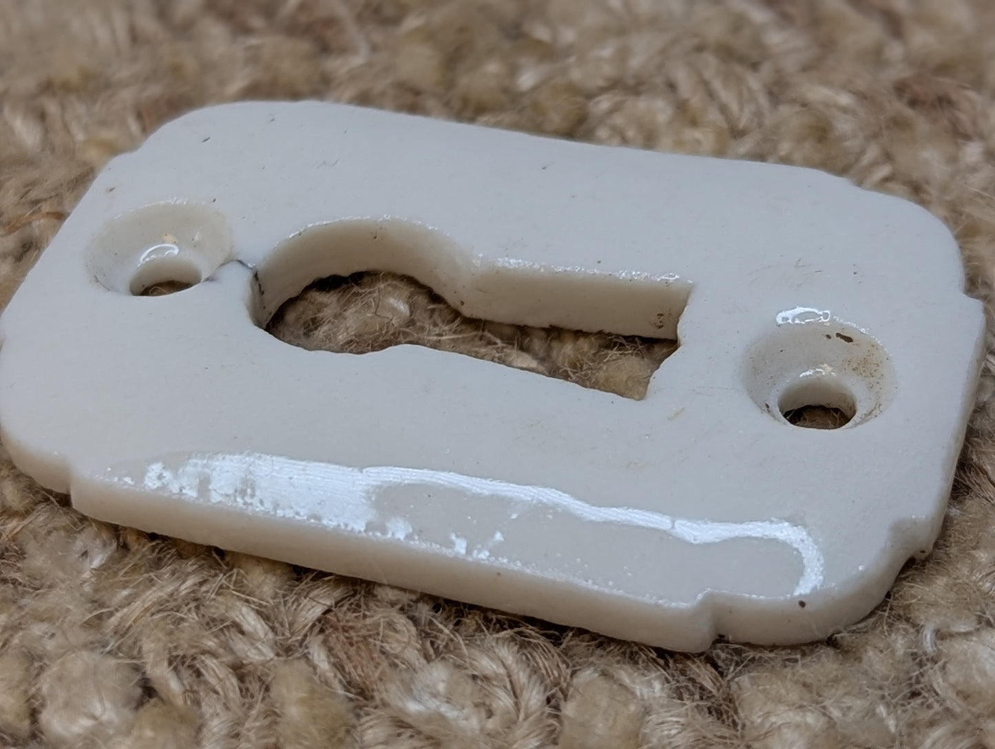 Antique White Porcelain Key Hole Cover Escutcheon