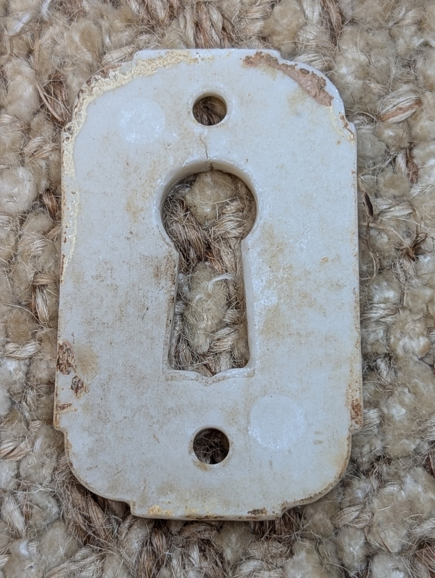 Antique White Porcelain Key Hole Cover Escutcheon