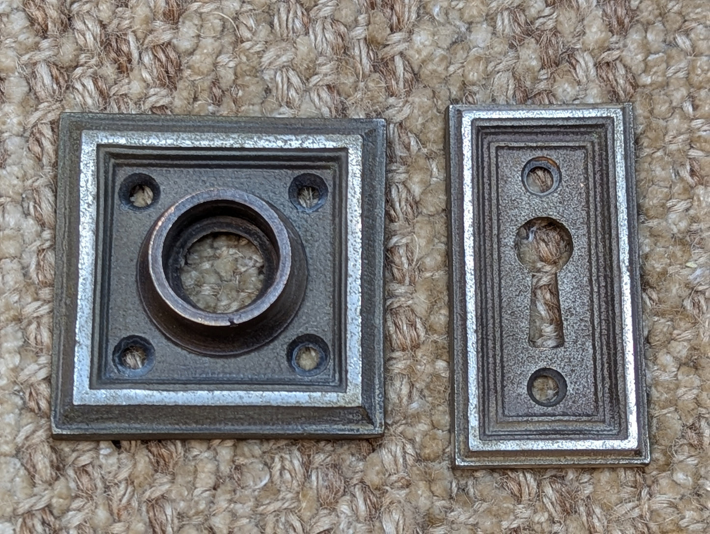 Antique Cast Rosette Escutcheon & Key Hole Cover For Door Knob Rockland #5