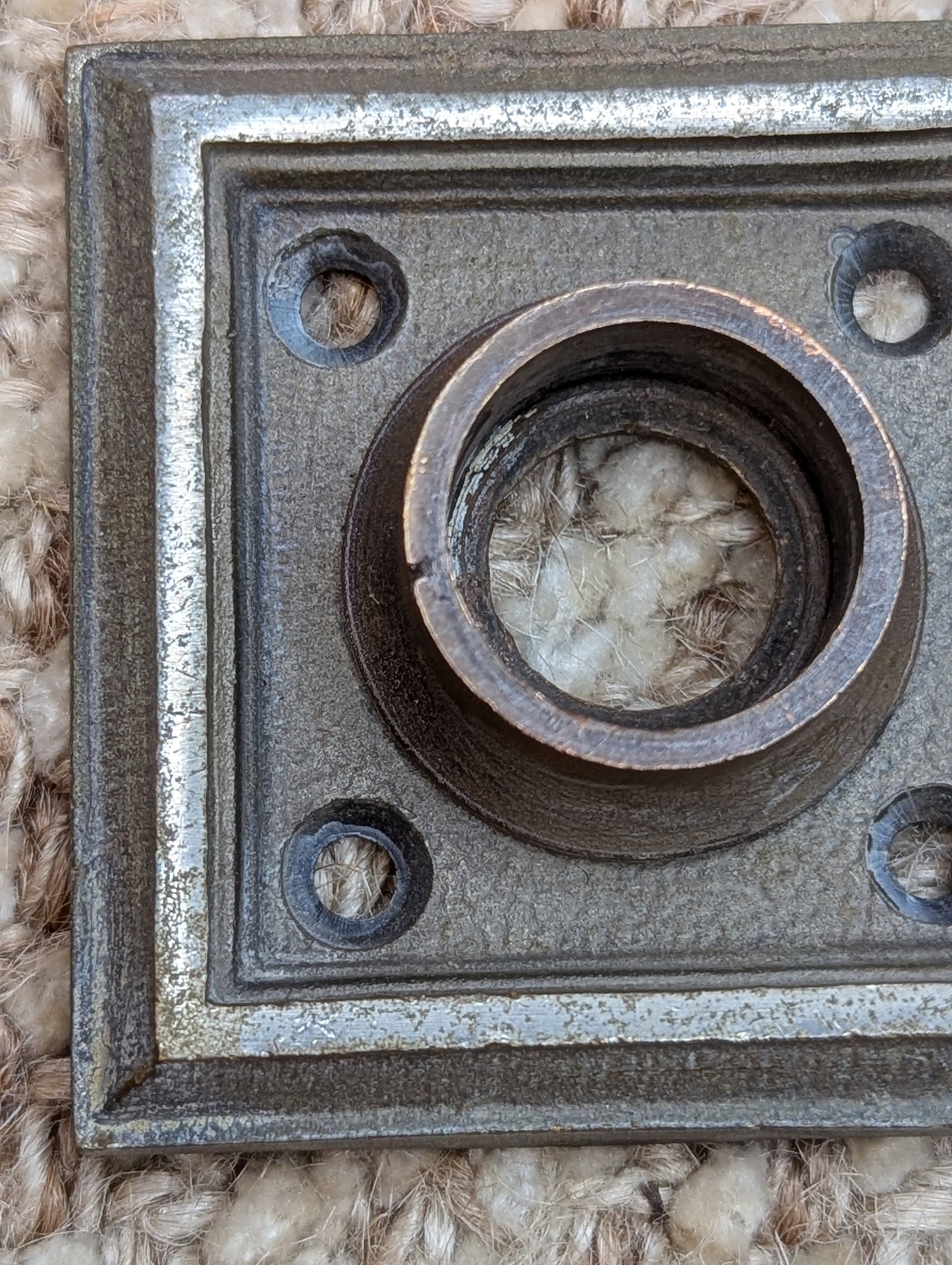Antique Cast Rosette Escutcheon & Key Hole Cover For Door Knob Rockland #5