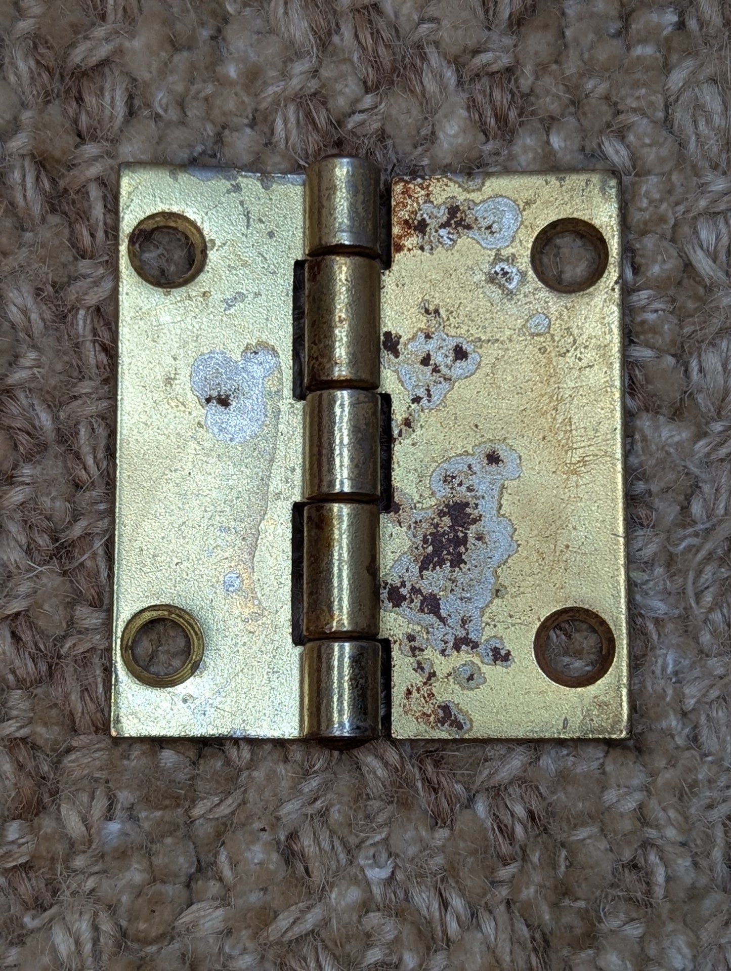 1 3/4" x 2" Antique Brass Plated Steel Cabinet Door Hinge