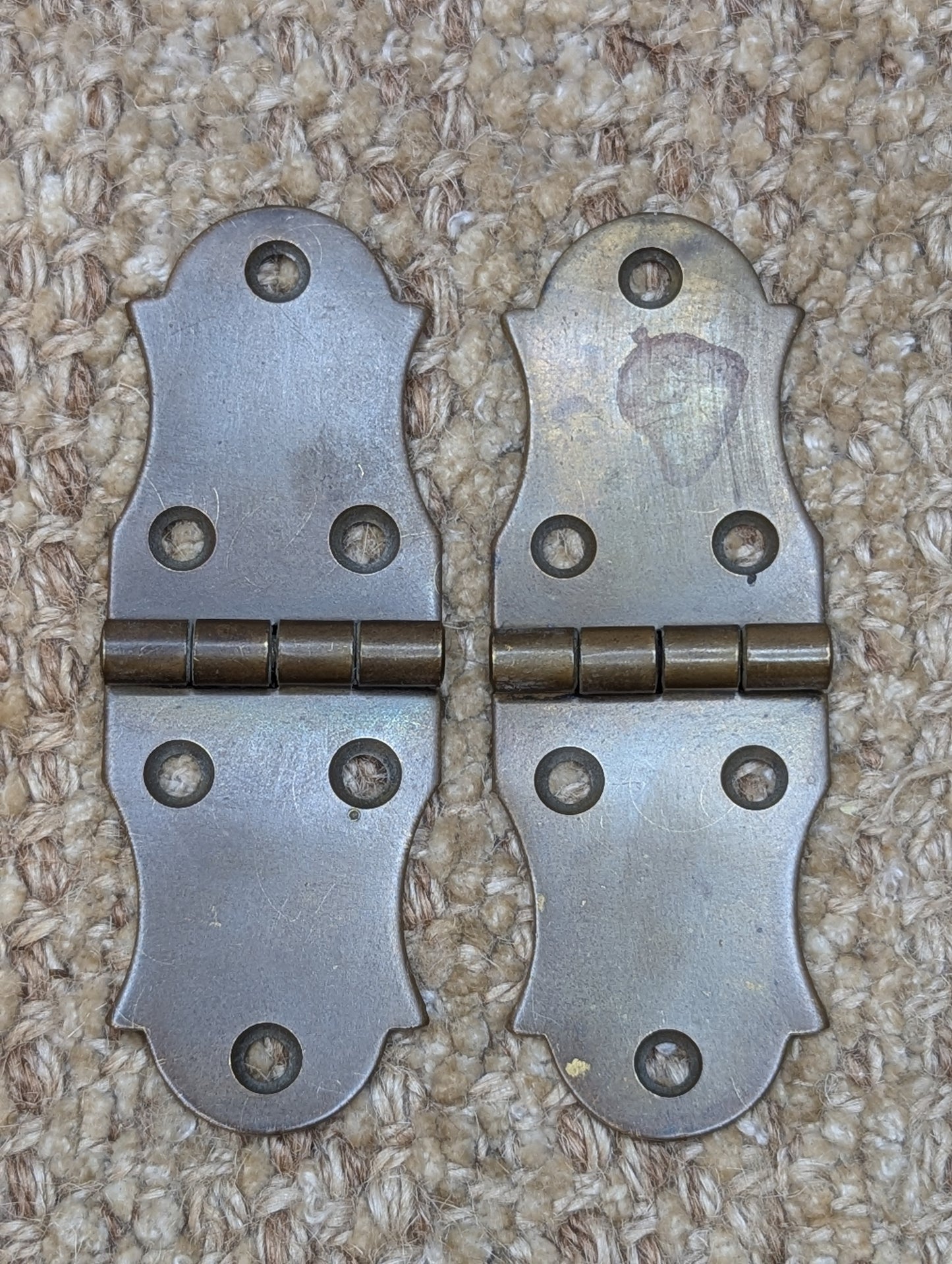Pair Of 1 3/8" x 3 7/8" Antique Brass Cabinet Door Hinge