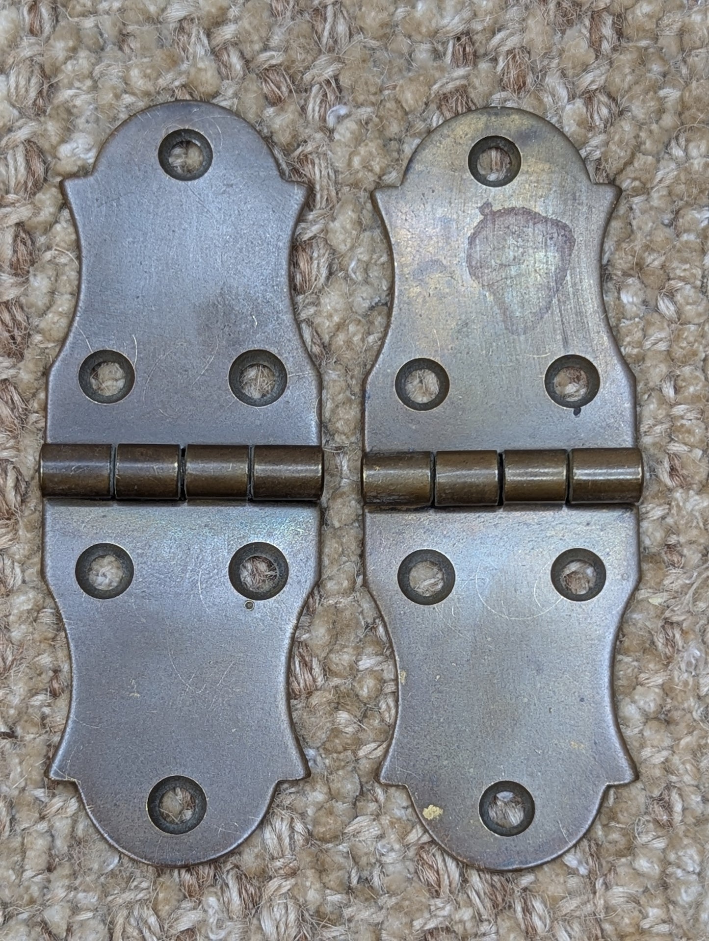 Pair Of 1 3/8" x 3 7/8" Antique Brass Cabinet Door Hinge