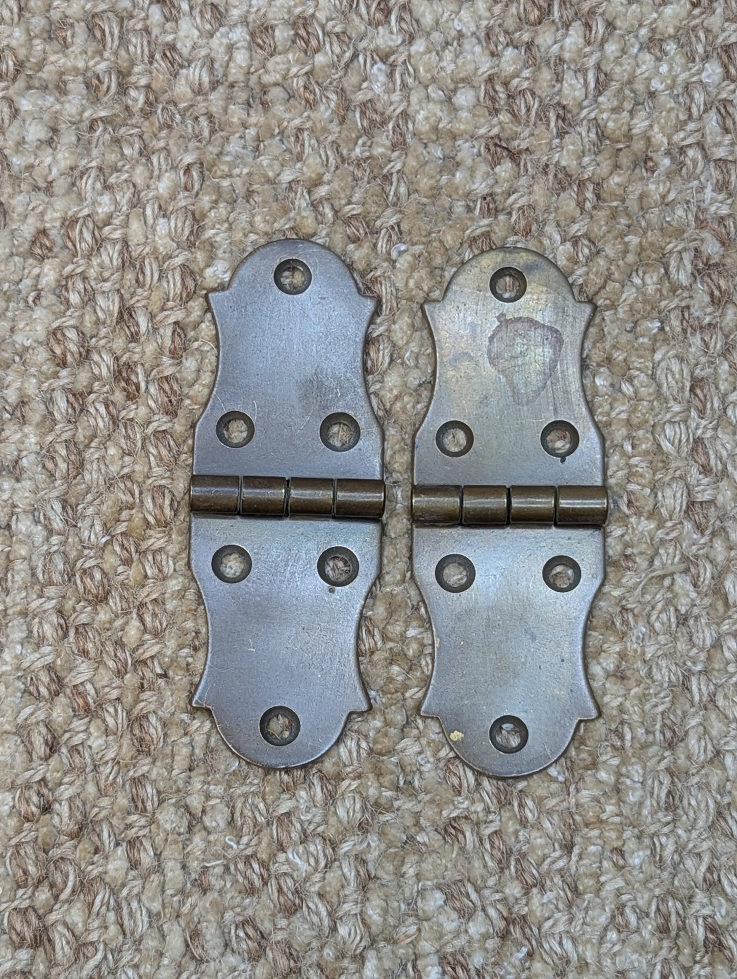 Pair Of 1 3/8" x 3 7/8" Antique Brass Cabinet Door Hinge