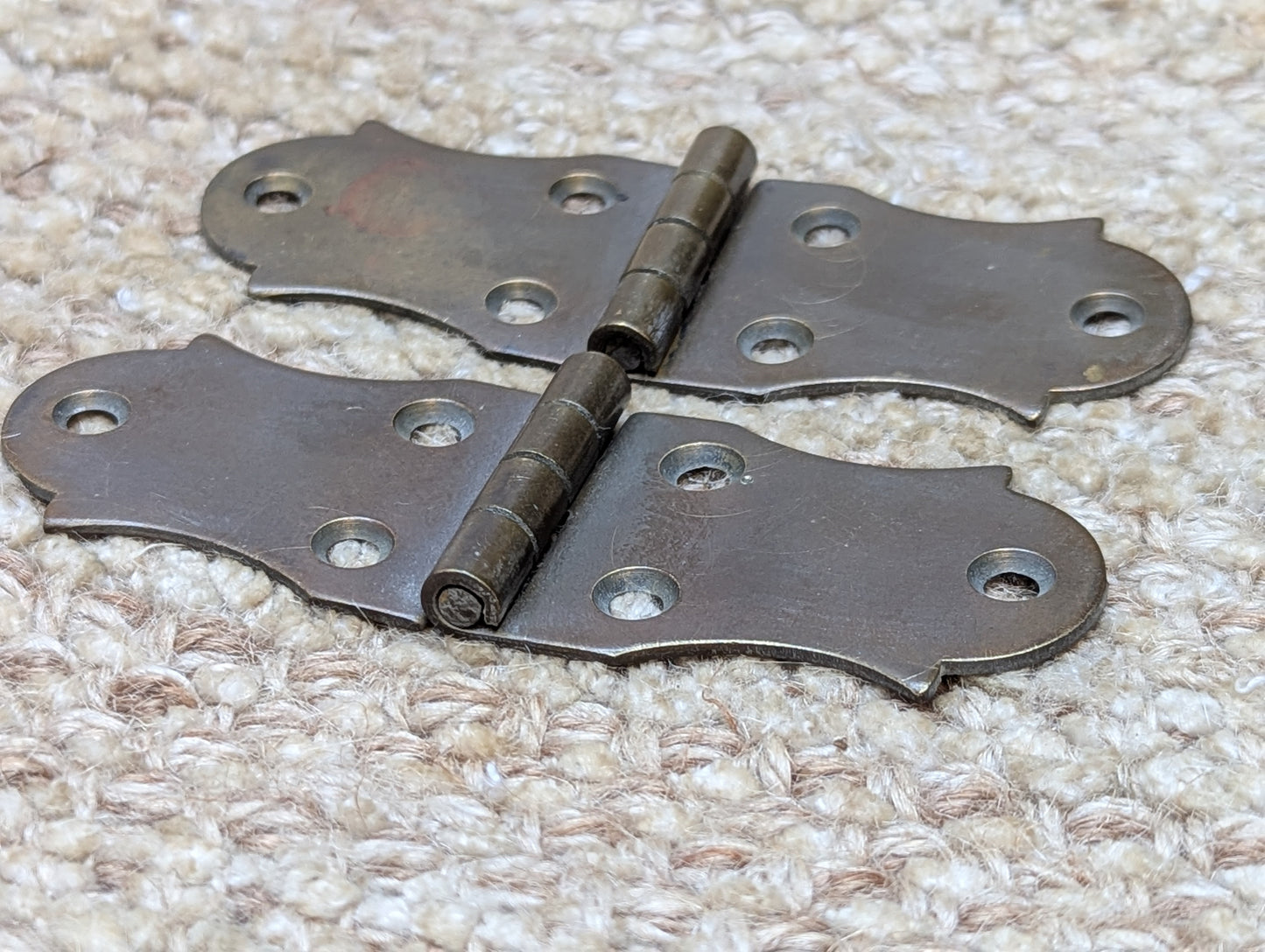 Pair Of 1 3/8" x 3 7/8" Antique Brass Cabinet Door Hinge