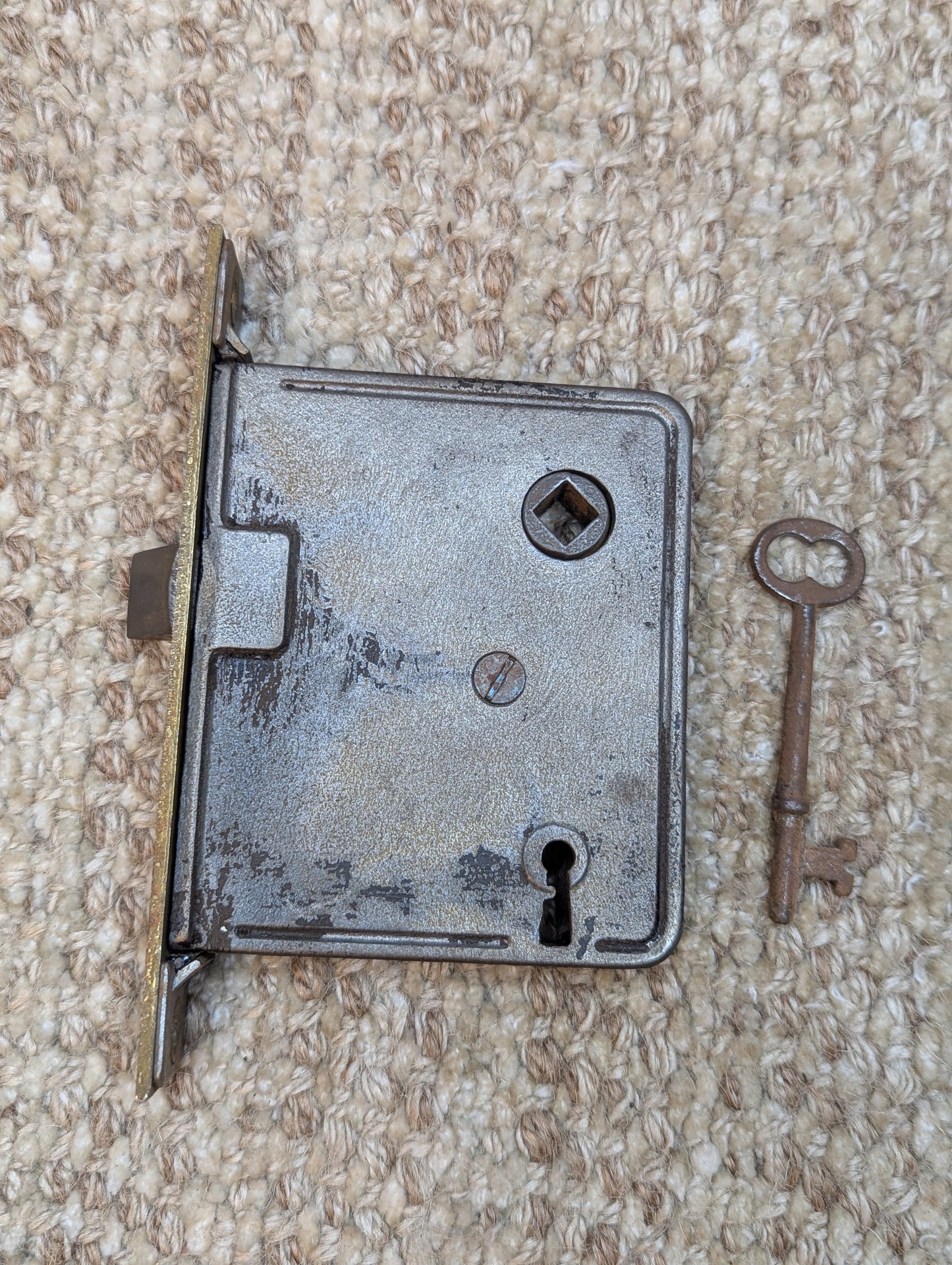 Antique Interior Mortise Lock Door Hardware #1-2-3 With Key