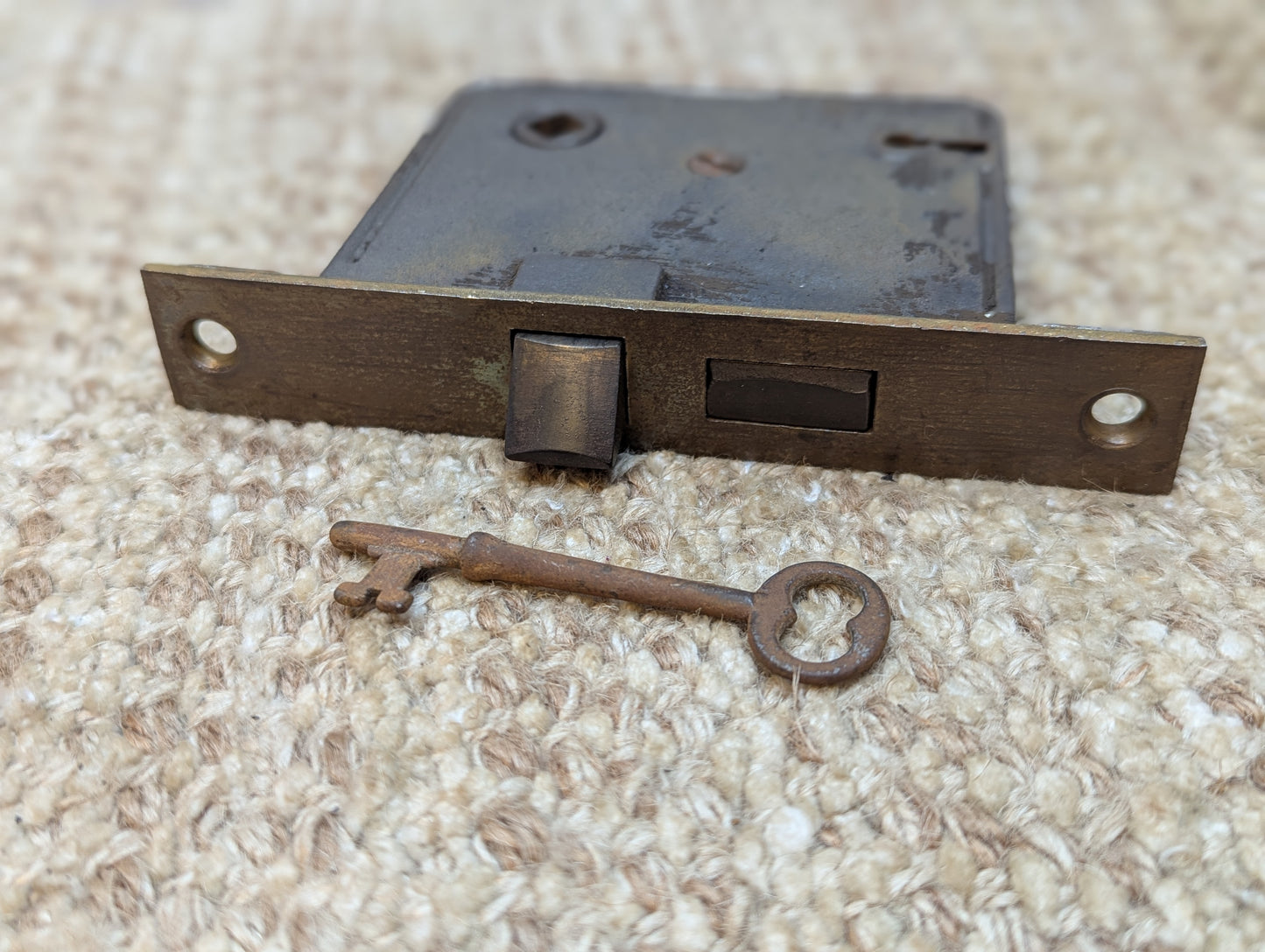 Antique Interior Mortise Lock Door Hardware #1-2-3 With Key